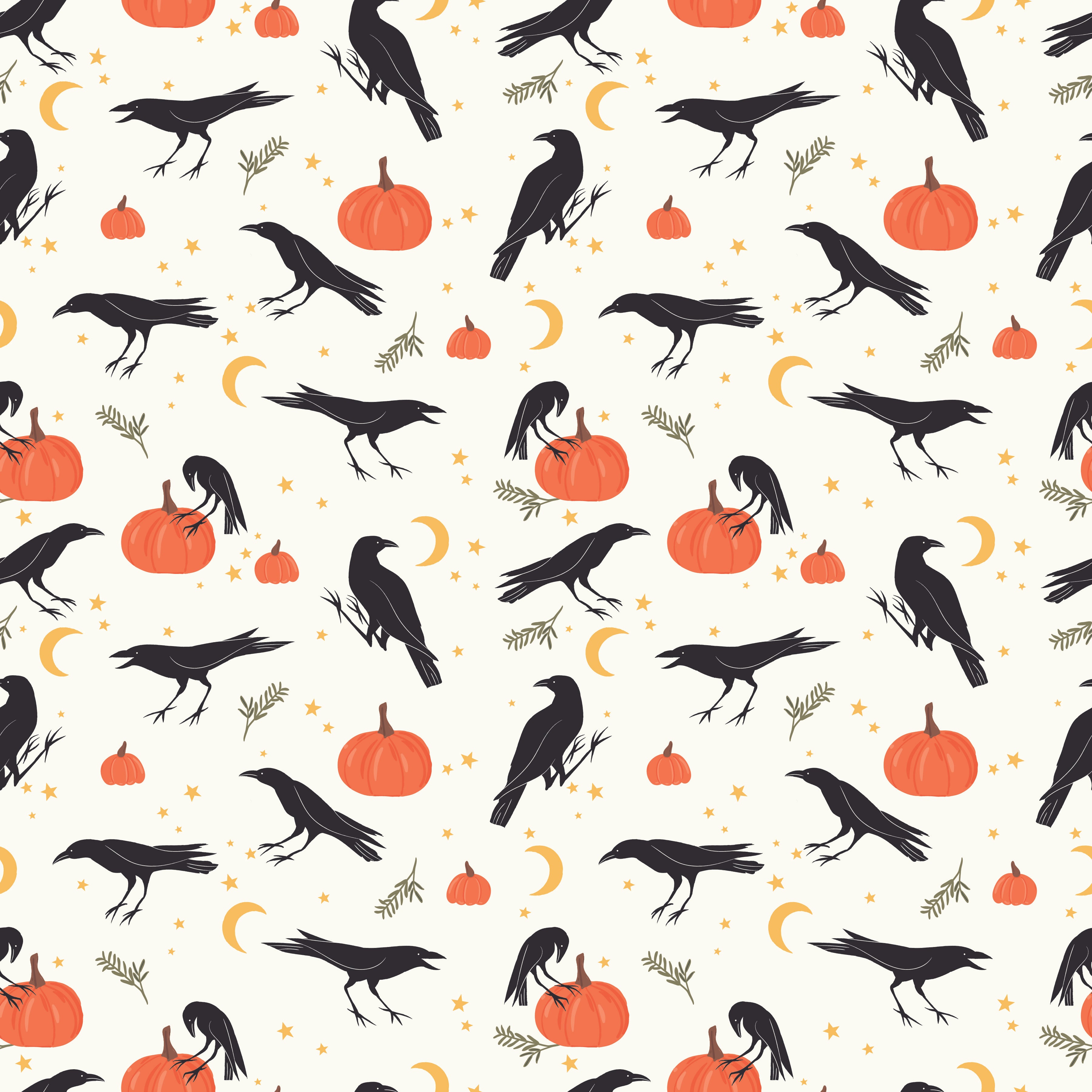 Sophisticated Halloween | Vintage Crows Cream by My Mind's Eye for Riley Blake | C14621-CREAM