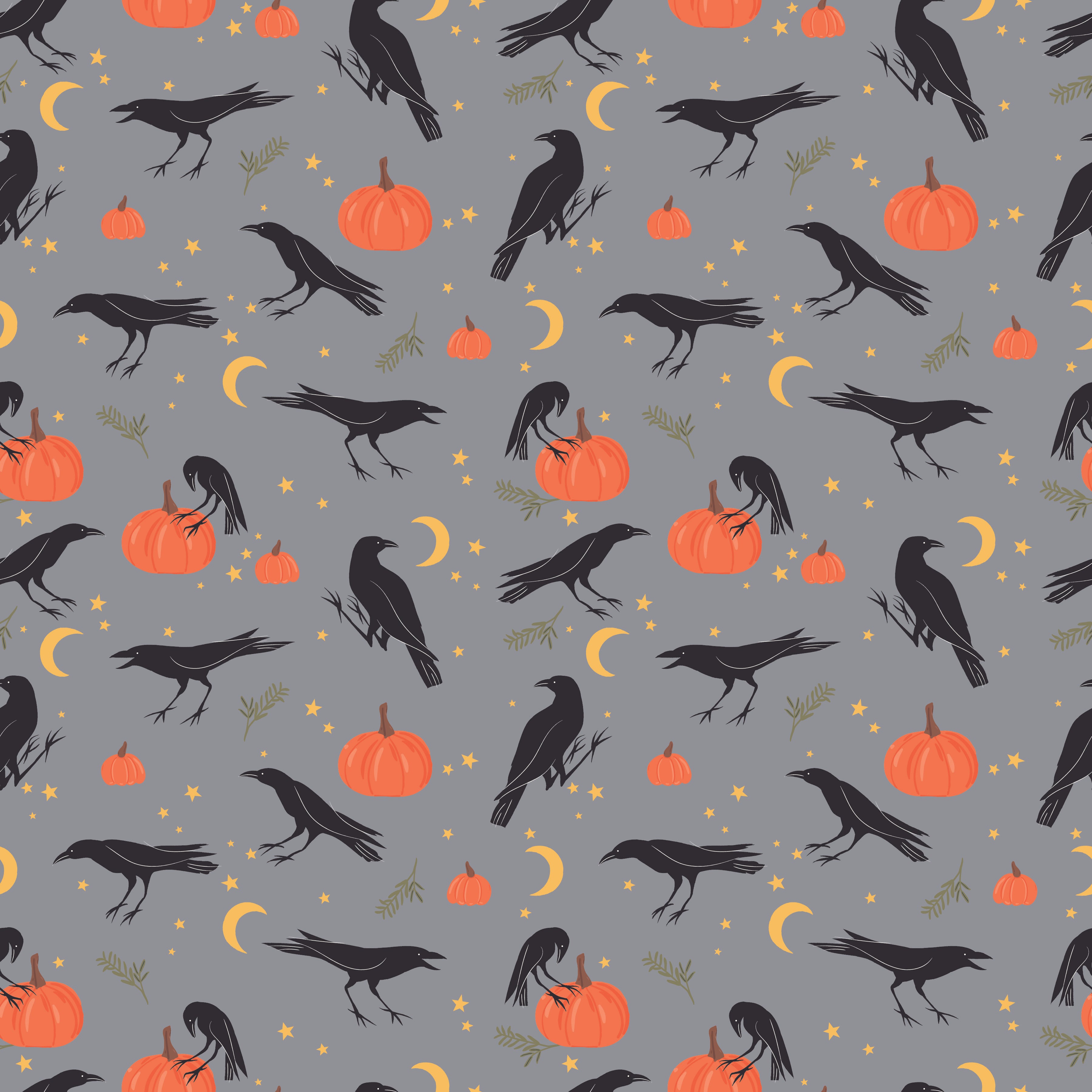 Sophisticated Halloween | Vintage Crows Fog by My Mind's Eye for Riley Blake | C14621-FOG