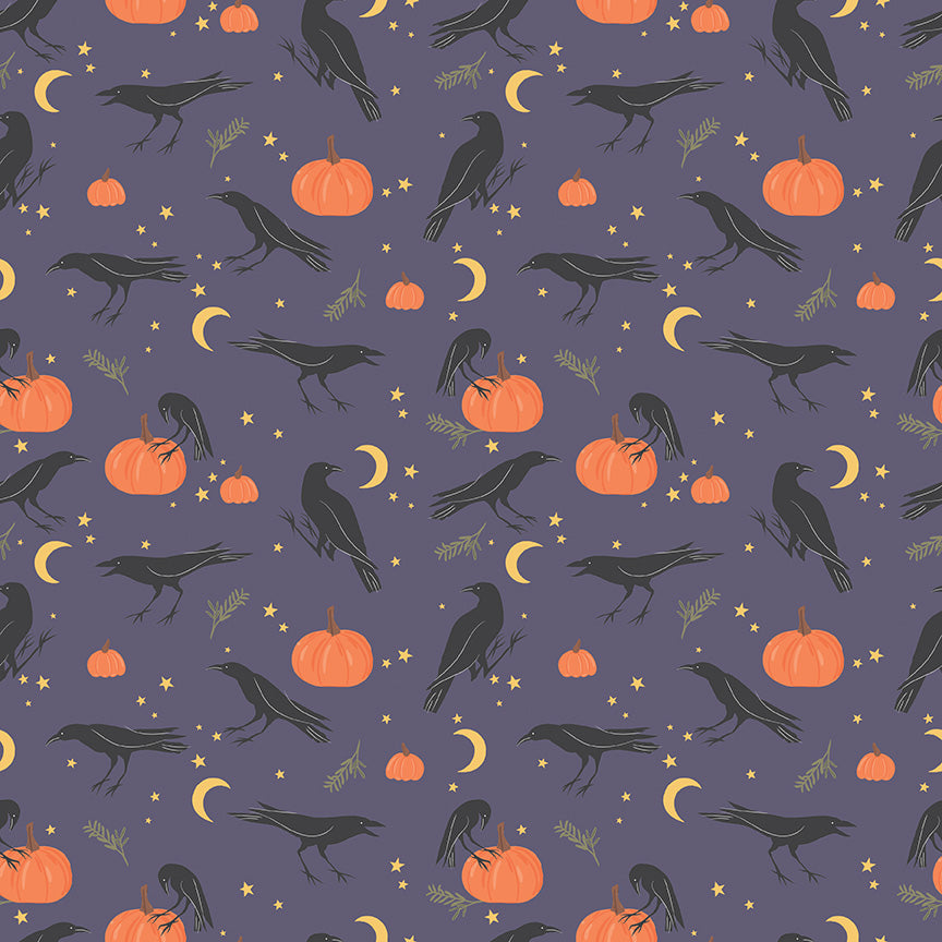 Sophisticated Halloween | Vintage Crows Heather by My Mind's Eye for Riley Blake | C14621-HEATHER