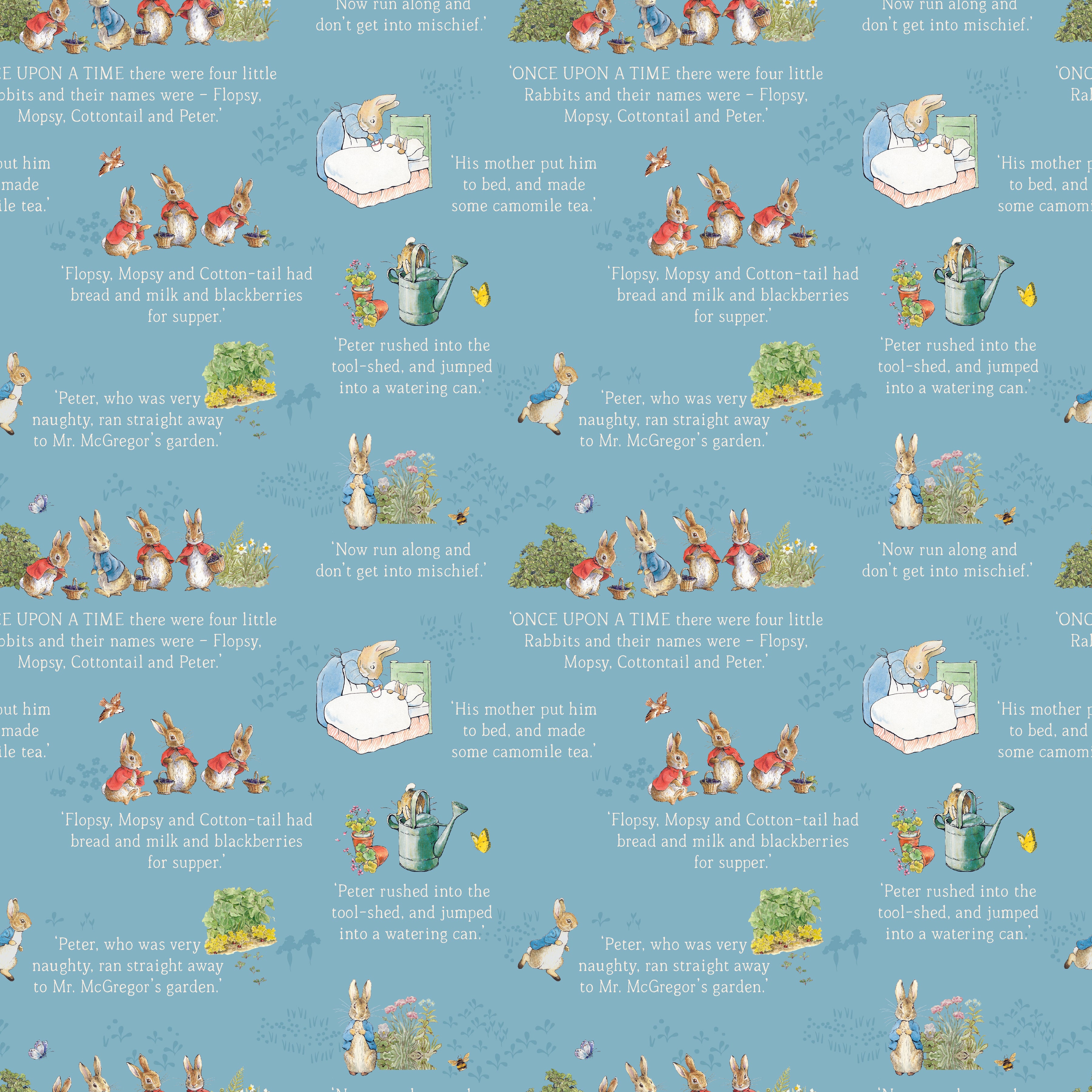 The Tale of Peter Rabbit | Text Blue by Beatrix Potter for Riley Blake | C14701-BLUE