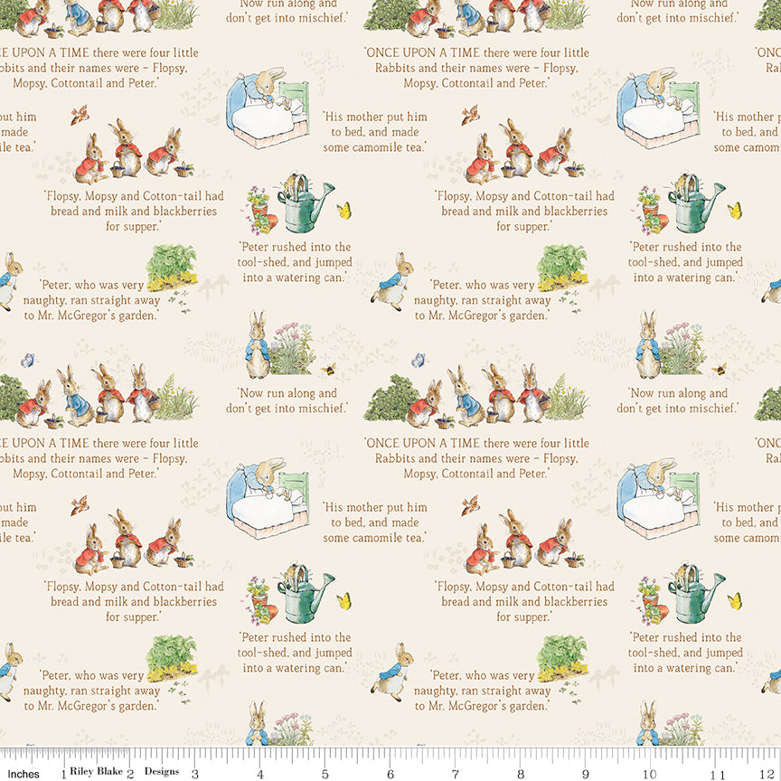 The Tale of Peter Rabbit | Text Cream by Beatrix Potter for Riley Blake | C14701-CREAM