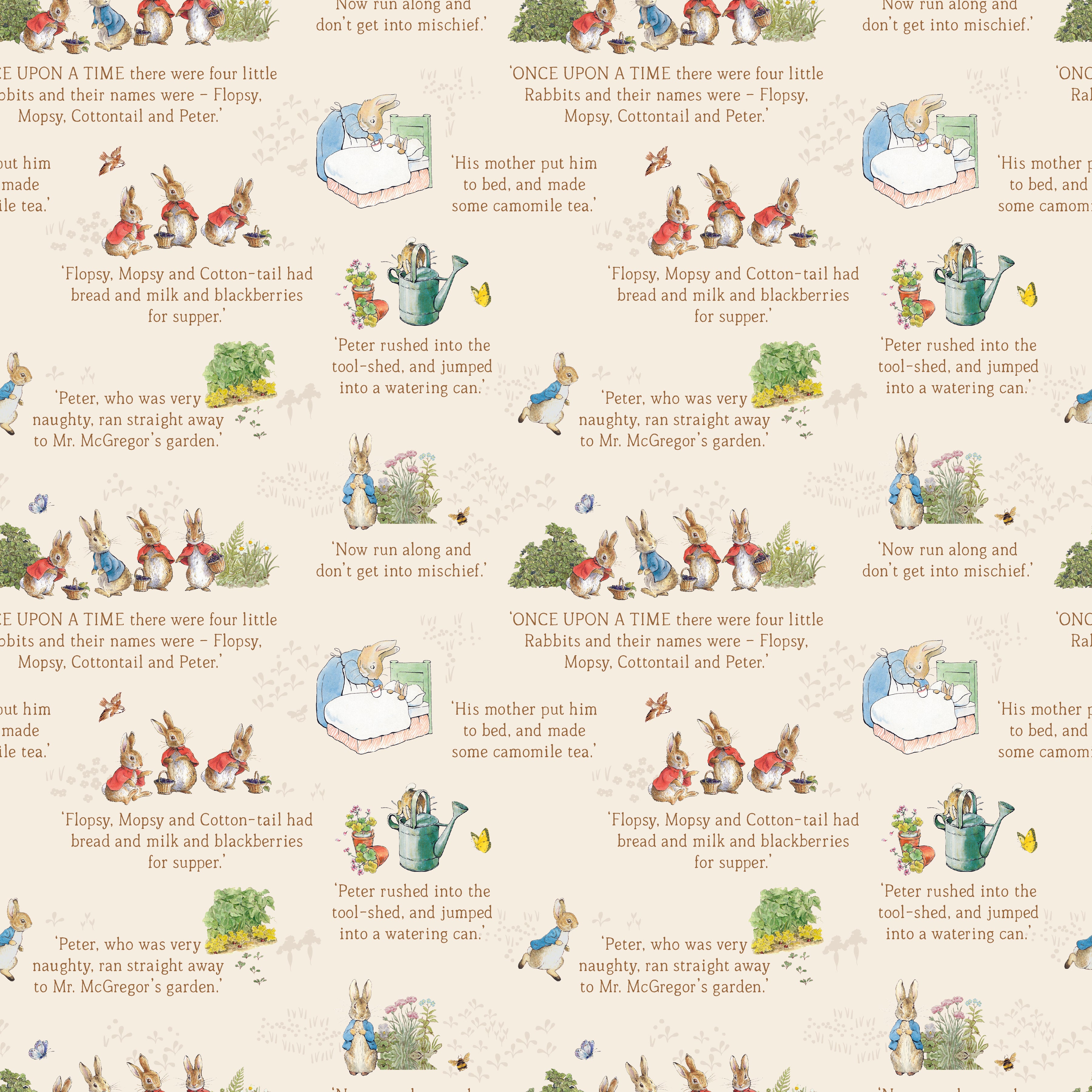 The Tale of Peter Rabbit | Text Cream by Beatrix Potter for Riley Blake | C14701-CREAM