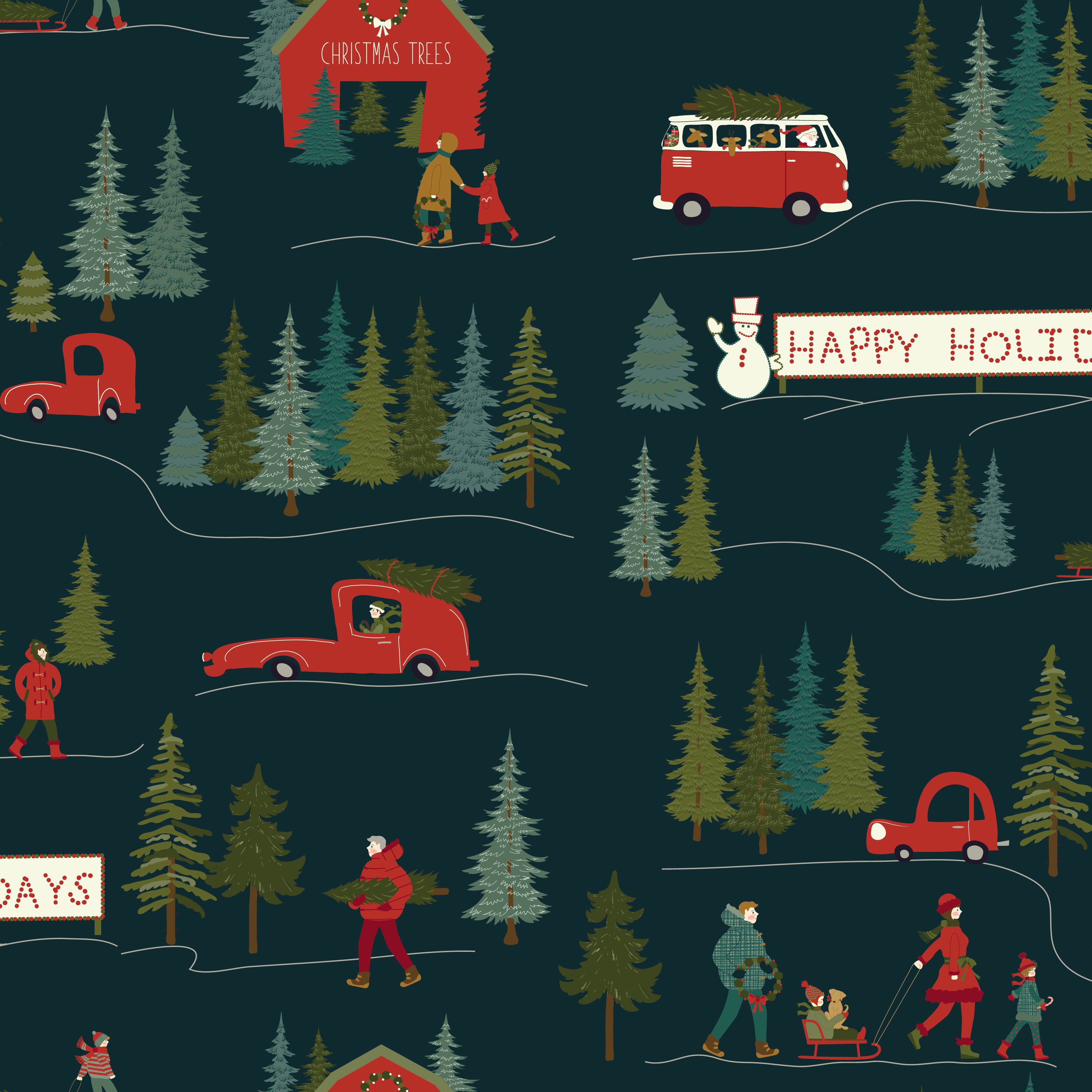 Christmas Is In Town | 108" Wide Back Forest by Sandy Gervais for Riley Blake | WB14751-FOREST