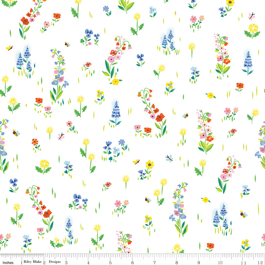 100 Aker Woods | Picnic Meadow White by Jill Howarth for Riley Blake | C15172-WHITE