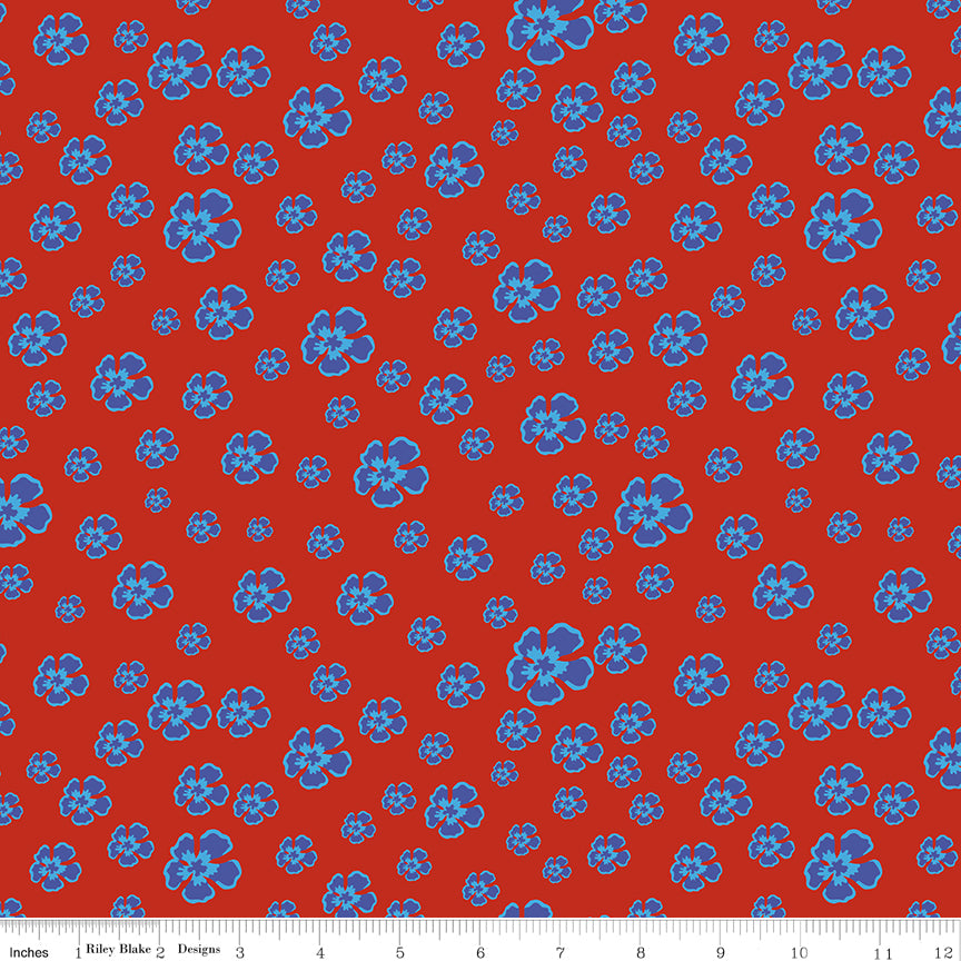 Botanic Blast | Blossoms Red by Sew Yeah Quilting for Riley Blake | C15547-RED