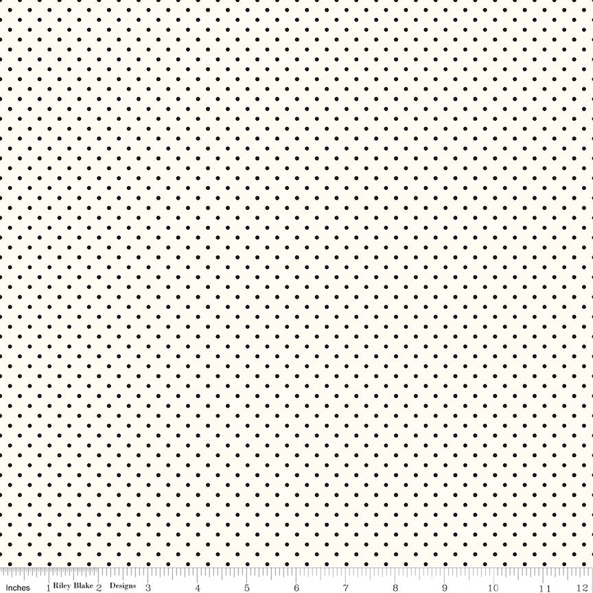 Swiss Dot | Black Dots on Cream by Riley Blake |  C600-110 BLACK