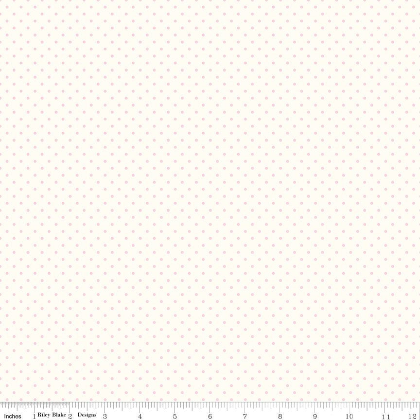 Swiss Dot | Baby Pink Dots on Cream by Riley Blake | C600-75 BABY PINK