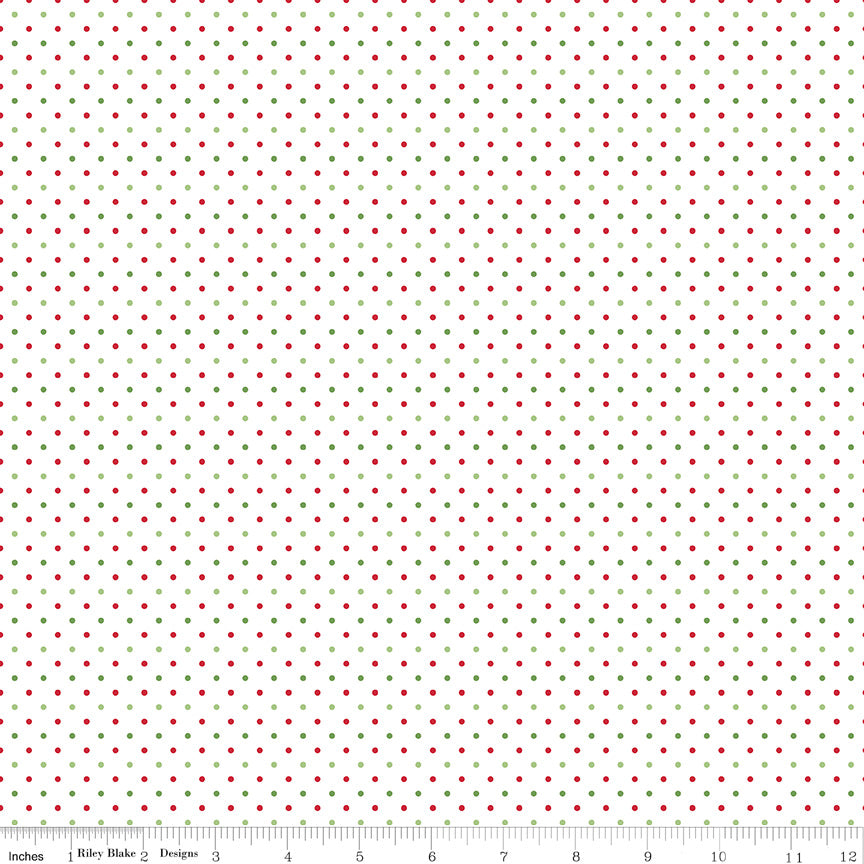 Swiss Dot | Christmas Dots on White by Riley Blake | C660-CHRISTMAS