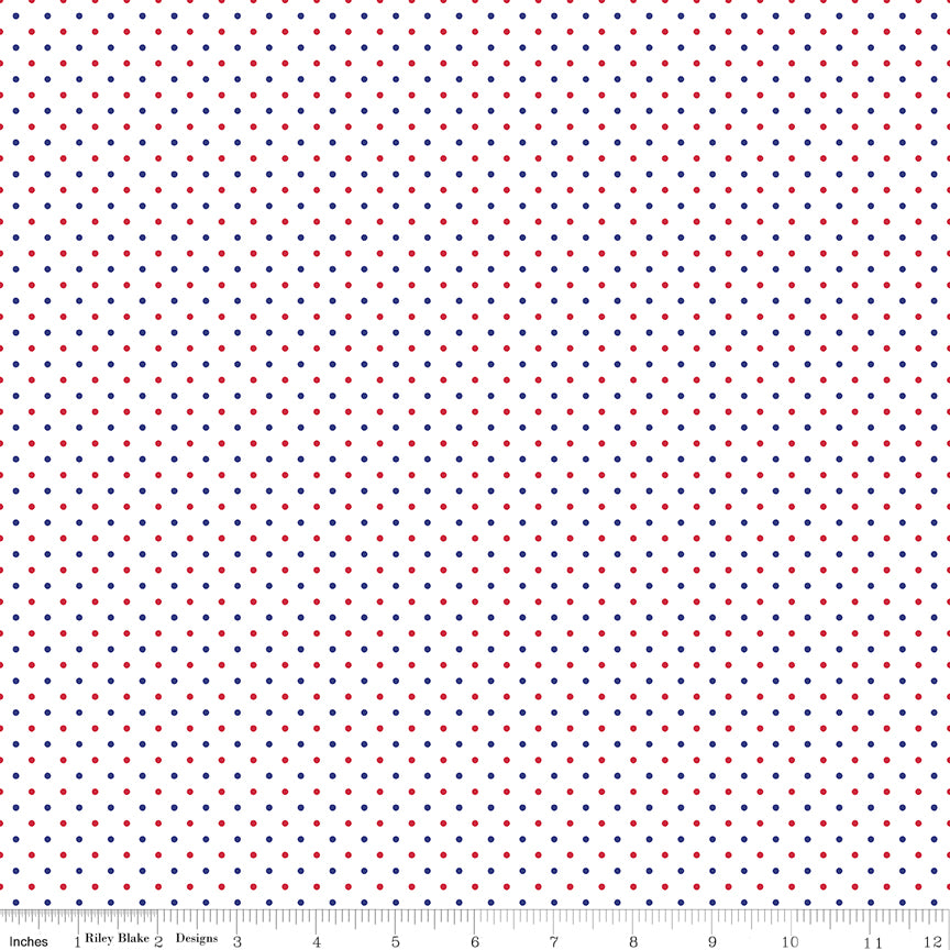 Swiss Dot | Patriotic Dots on White by Riley Blake | C660-PATRIOTIC