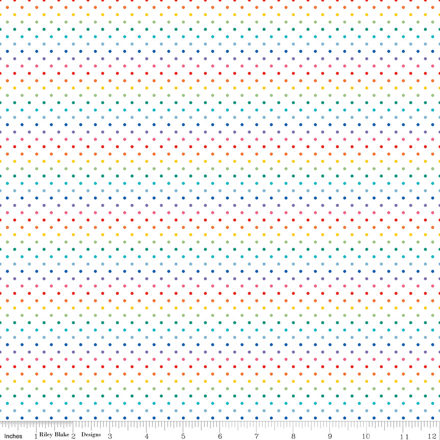 Swiss Dot | Rainbow Dots on White by Riley Blake | C660-RAINBOW