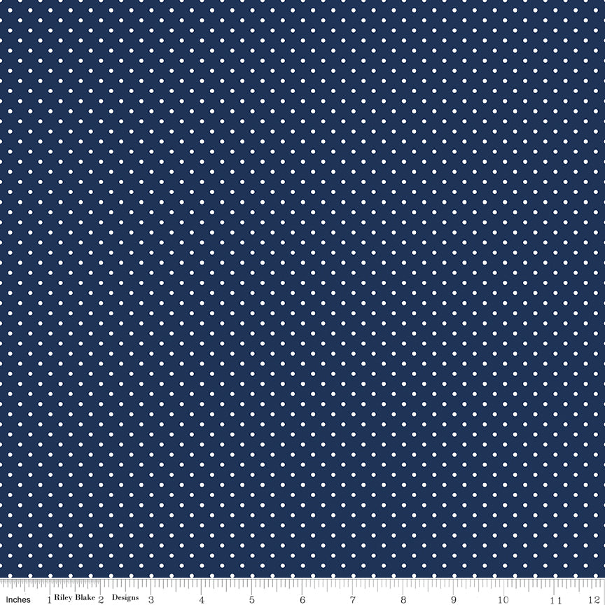 Swiss Dot | White Dots on Navy by Riley Blake | C670-21 NAVY