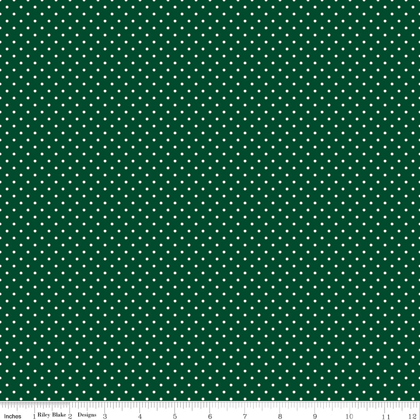 Swiss Dot | White Dots on Christmas Green by Riley Blake | C670-CHRISTMAS