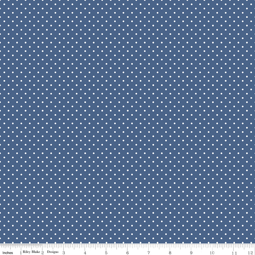 Swiss Dot | White Dots on Denim Blue by Riley Blake | C670-DENIM