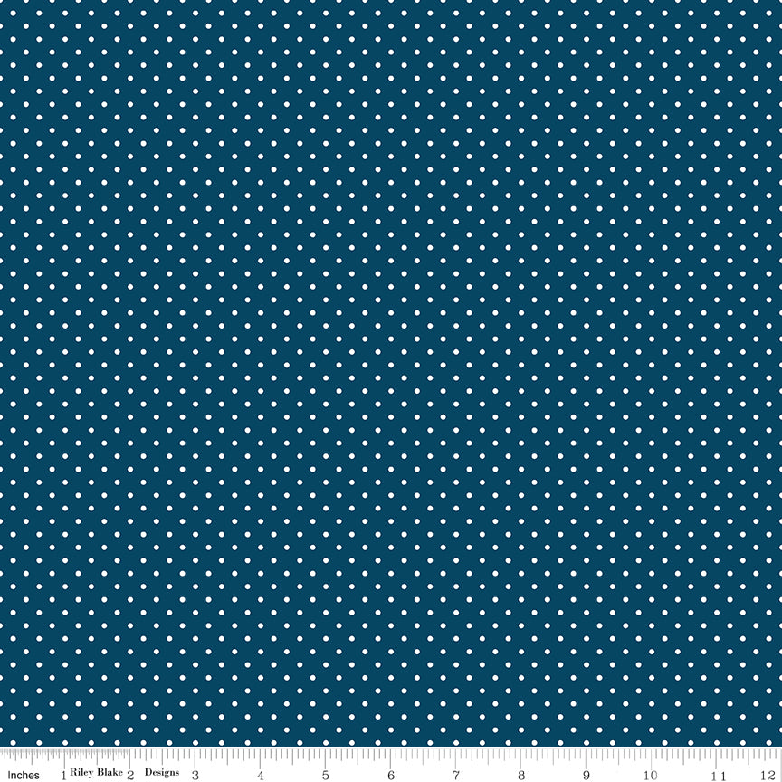 Swiss Dot | White Dots on Oxford Blue by Riley Blake | C670-OXFORDBLUE