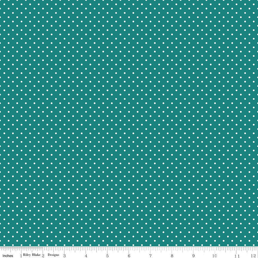 Swiss Dot | White Dots on Teal by Riley Blake | C670-TEAL