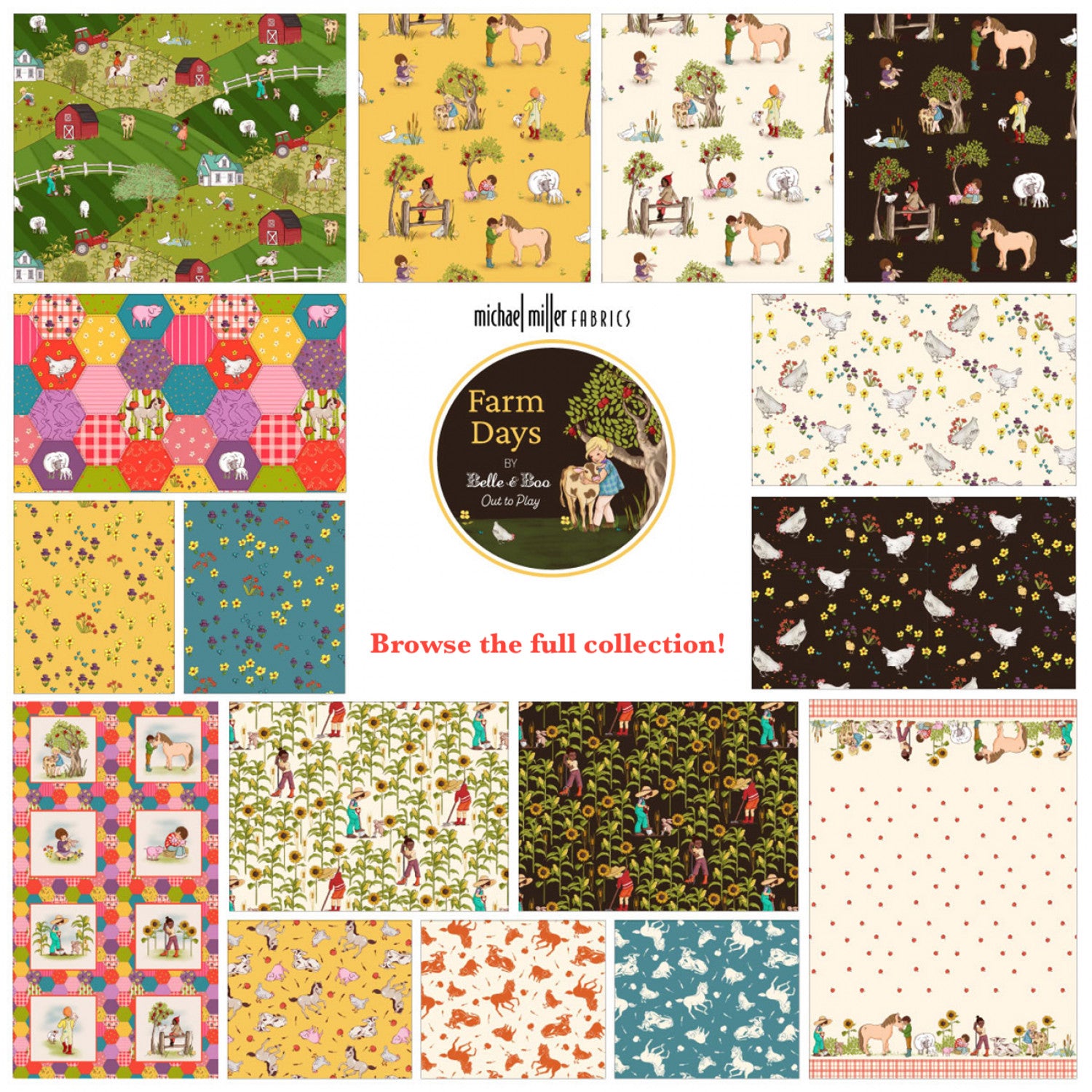 Farm Days | Farm Patchwork - Multi by Belle & Boo for Michael Miller | DDC11874-MULT