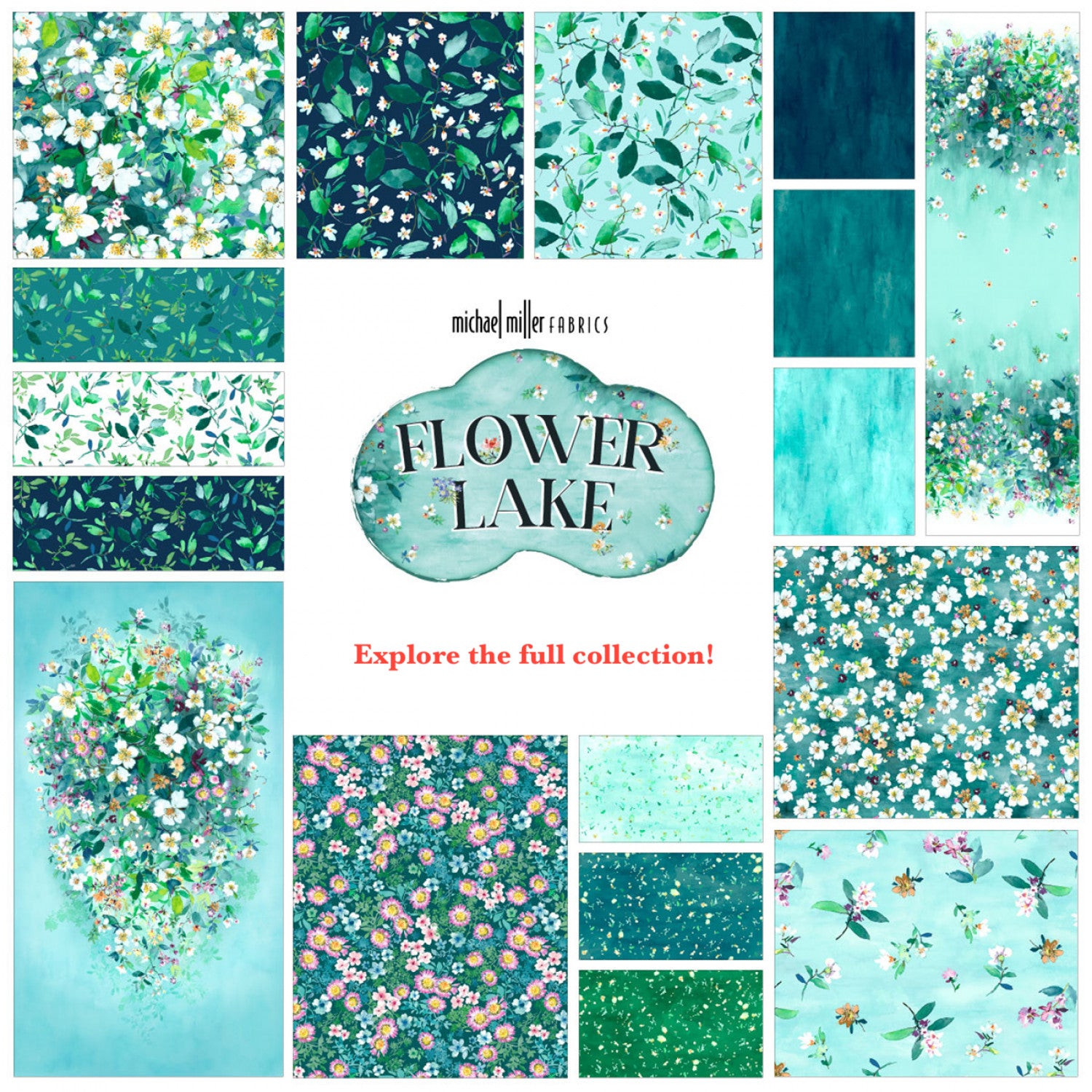 Flower Lake | Green Flower Lake Border - Michael Miller Fabrics | DCX11893-GREE