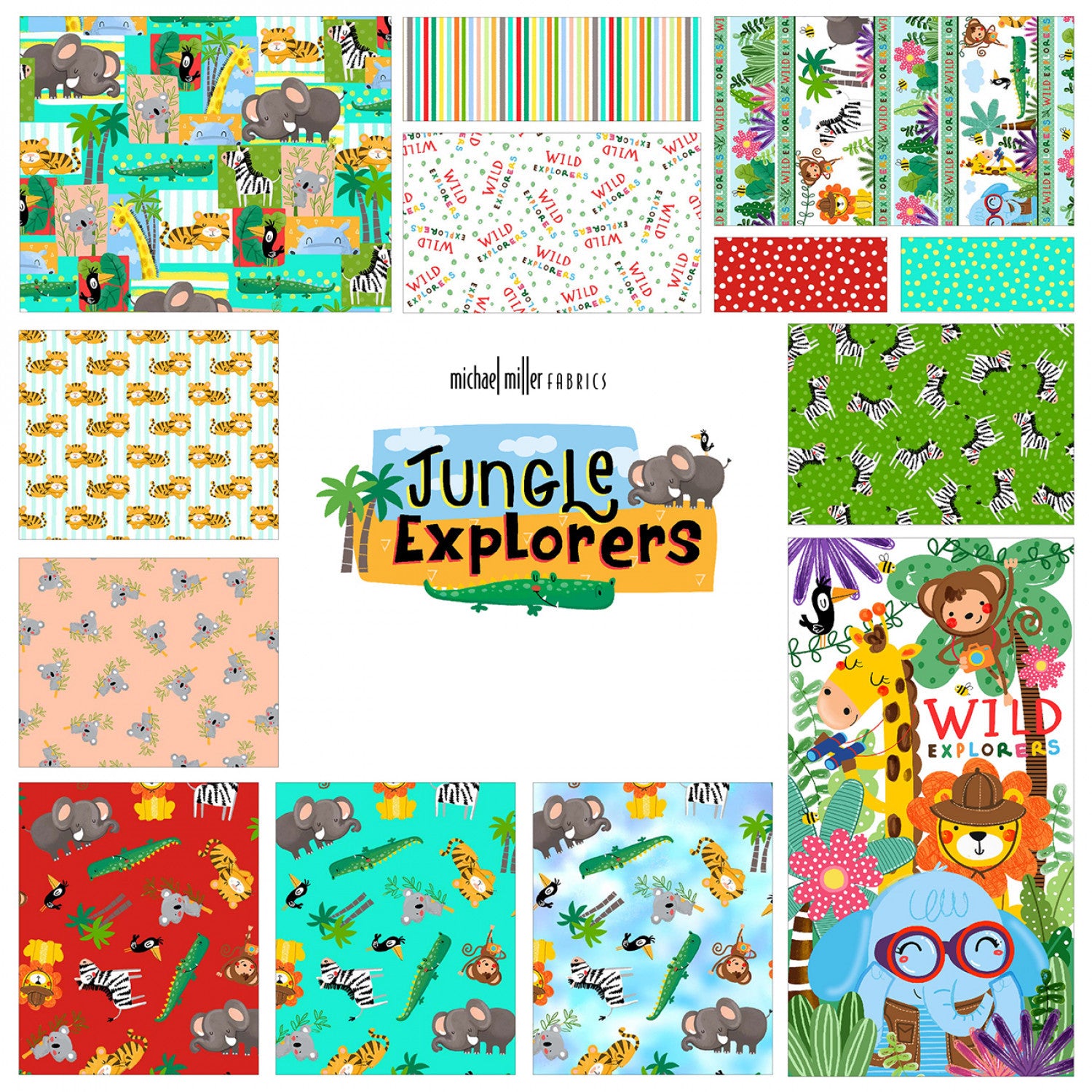 Jungle Explorers | Zingy Zebras Green by Michael Miller Fabrics