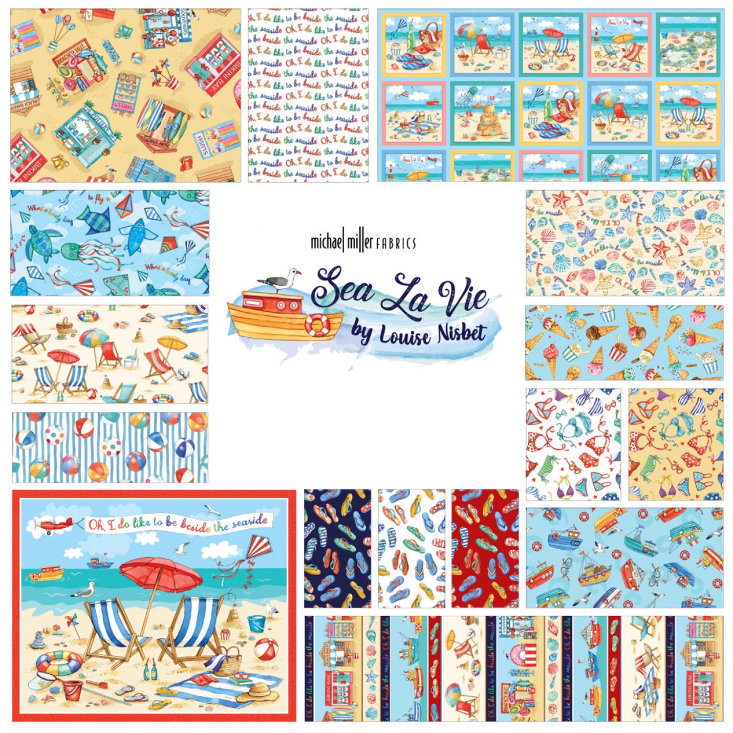 Sea La Vie | Beach Toys Cream by Louise Nisbet for Michael Miller | DDC11791-CREM