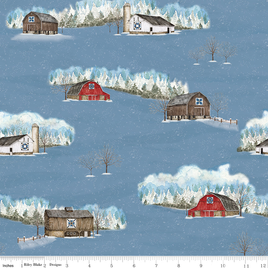 Winter Barn Quilts | Main Blue by Tara Reed for Riley Blake | CD12080-BLUE