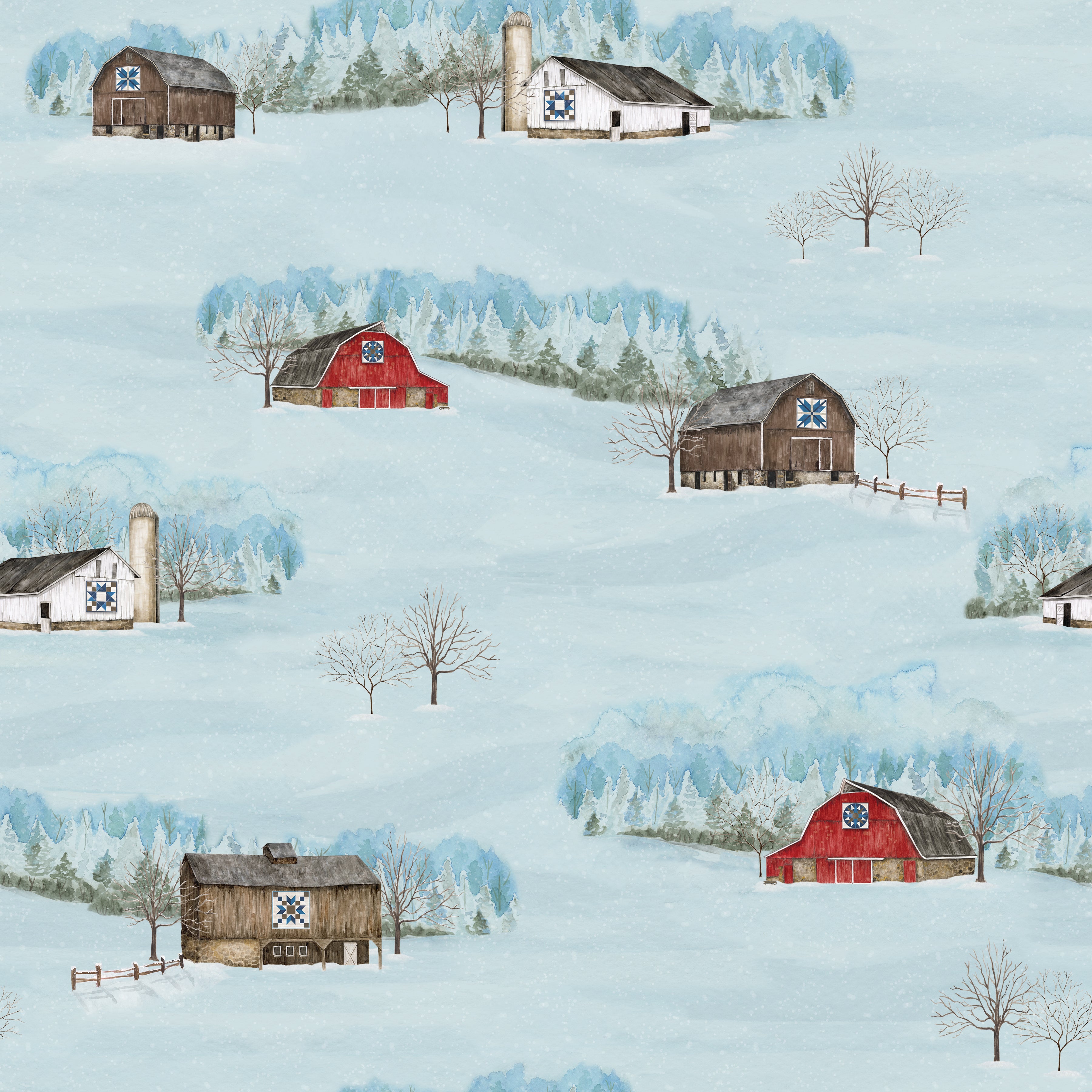 Winter Barn Quilts | Main Sky by Tara Reed for Riley Blake | CD12080-SKY