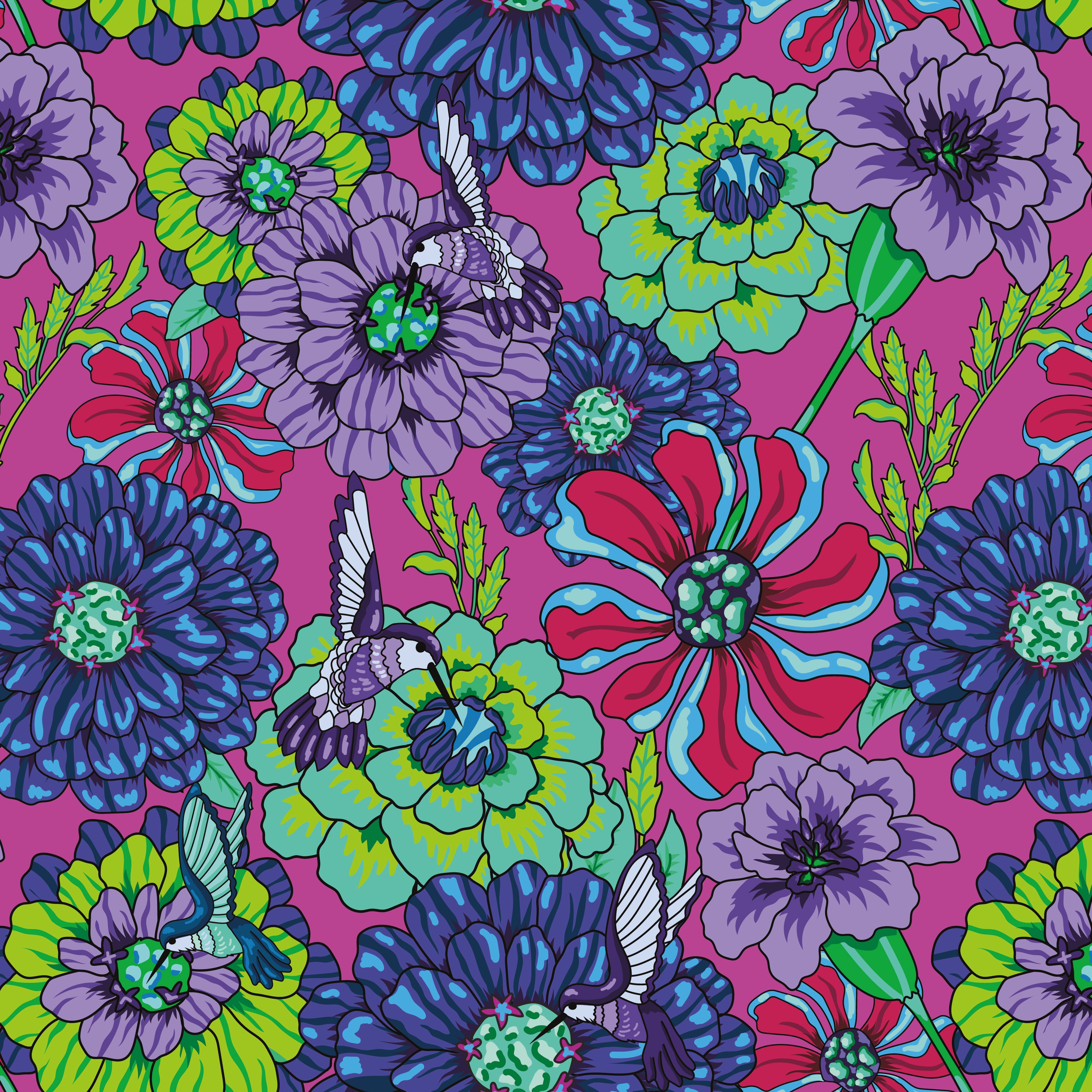 Botanic Blast | Main Hot Pink by Sew Yeah Quilting for Riley Blake | CD15540-HOTPINK