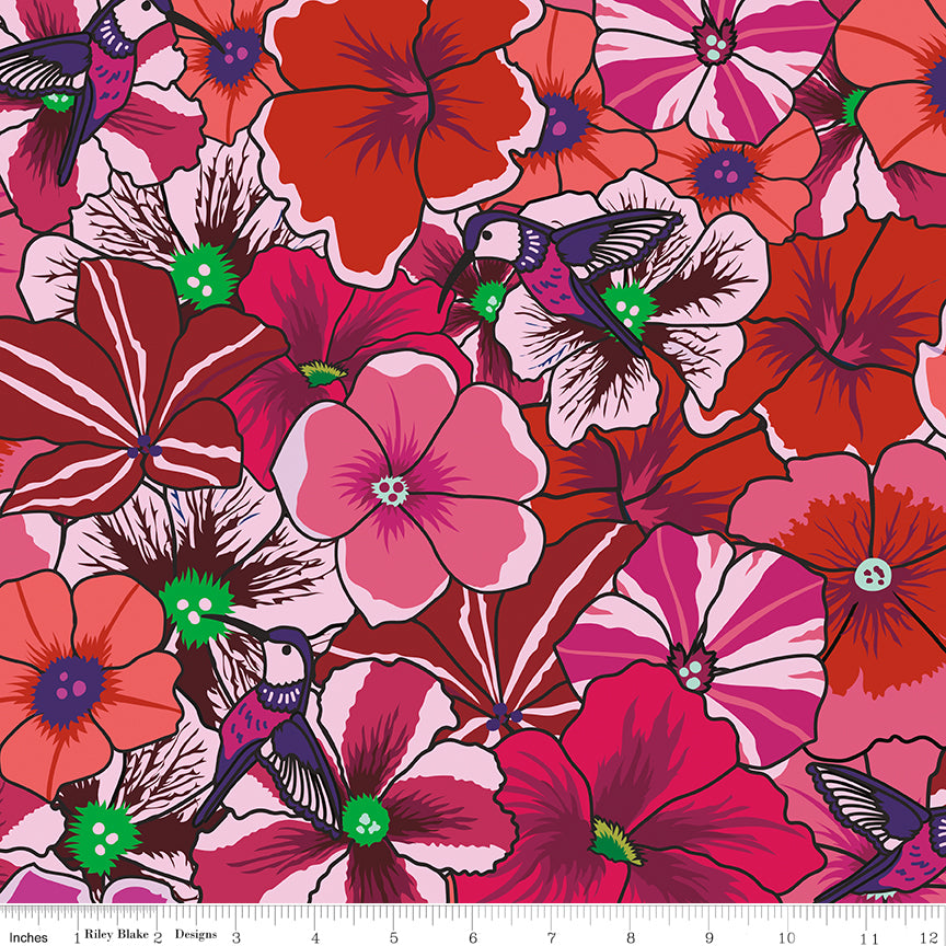 Botanic Blast | Pansies Red by Sew Yeah Quilting for Riley Blake | CD15541-RED