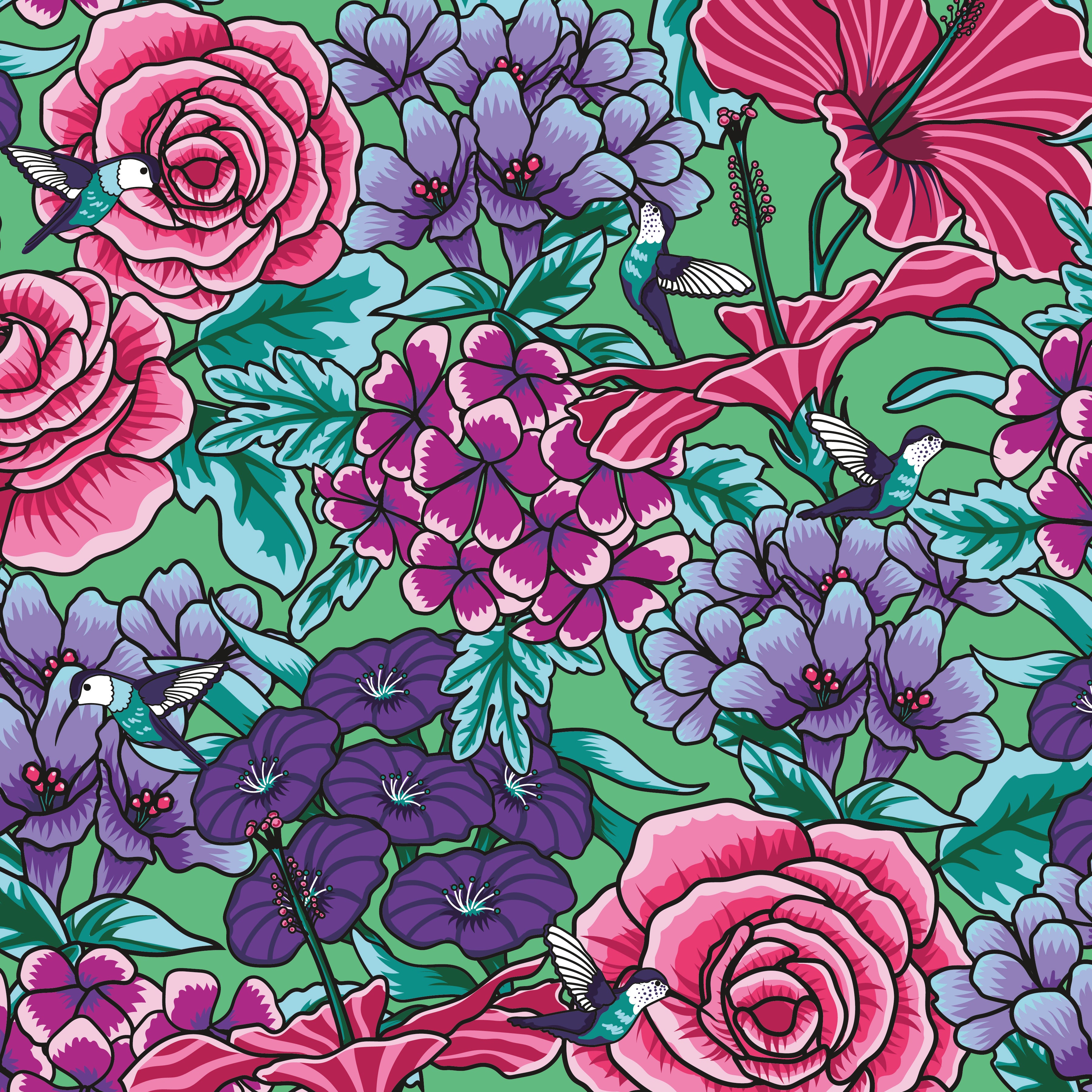 Botanic Blast | Roses Green by Sew Yeah Quilting for Riley Blake | CD15542-GREEN