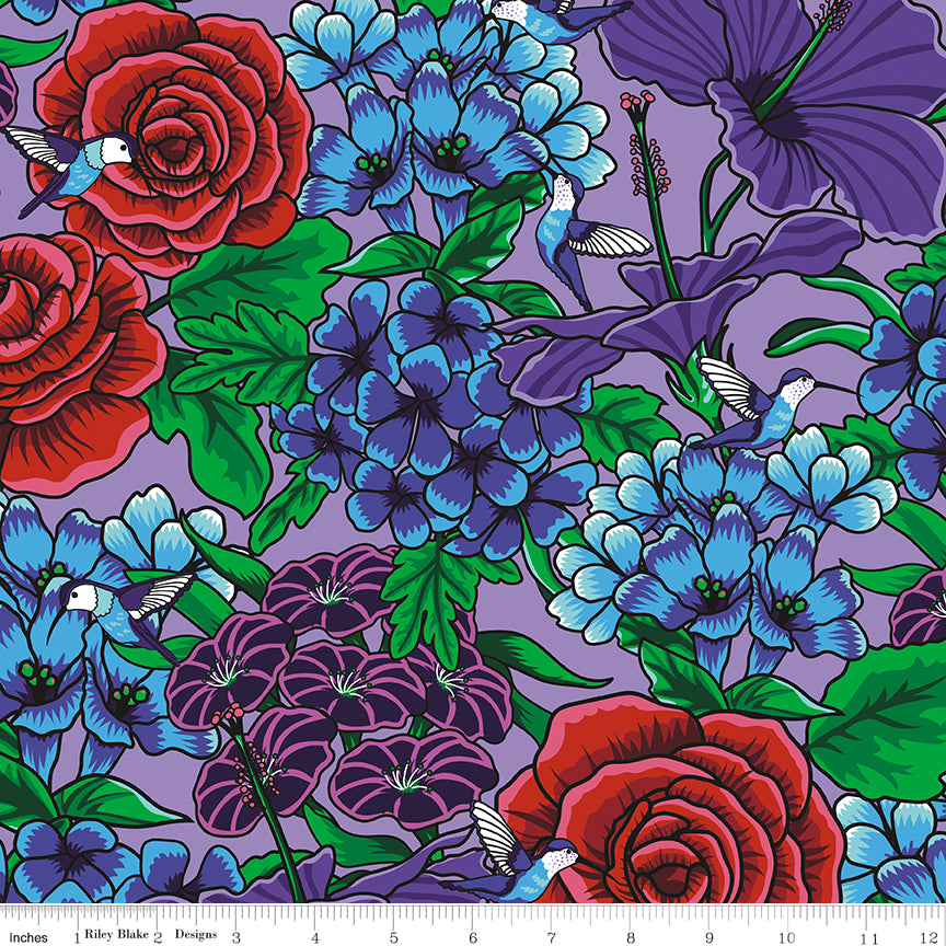 Botanic Blast | Roses Purple by Sew Yeah Quilting for Riley Blake | CD15542-PURPLE