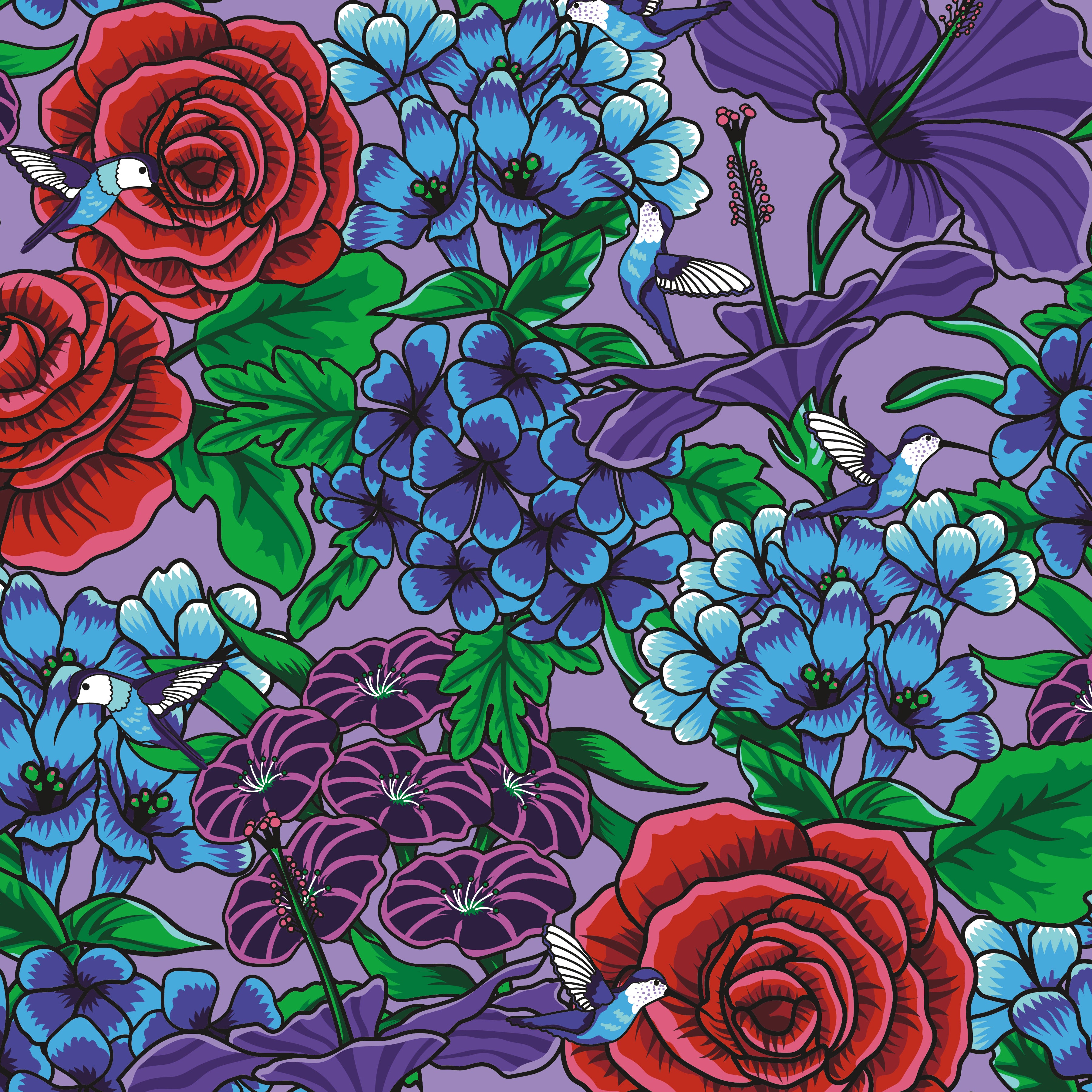 Botanic Blast | Roses Purple by Sew Yeah Quilting for Riley Blake | CD15542-PURPLE