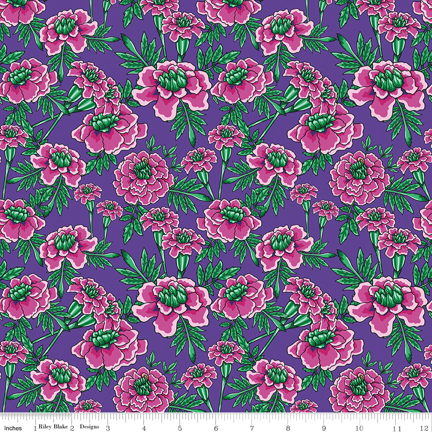 Botanic Blast | Small Carnations Amethyst by Sew Yeah Quilting for Riley Blake | CD15544-AMETHYST