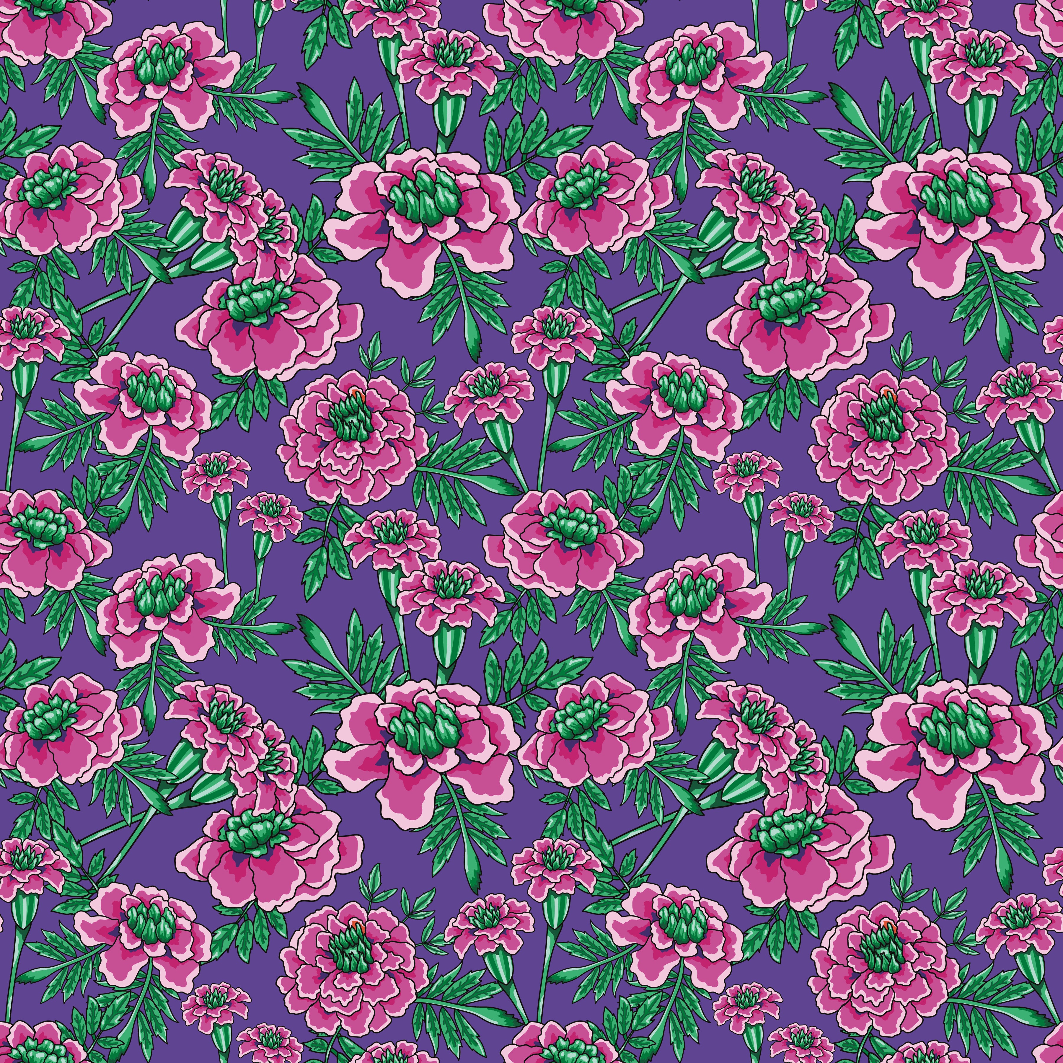 Botanic Blast | Small Carnations Amethyst by Sew Yeah Quilting for Riley Blake | CD15544-AMETHYST