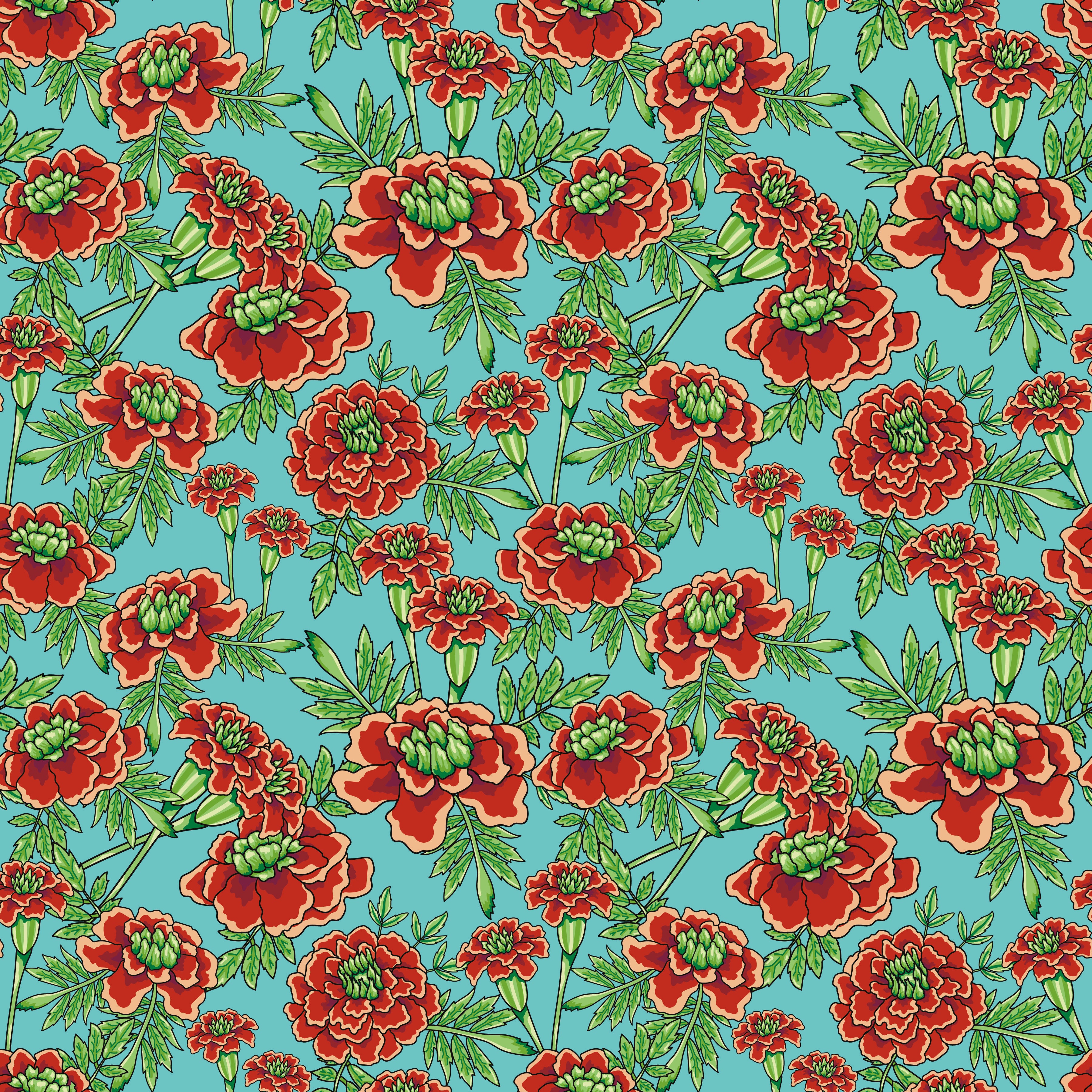 Botanic Blast | Small Carnations Turquoise by Sew Yeah Quilting for Riley Blake | CD15544-TURQUOISE