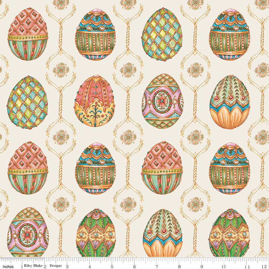 Sweet Spring | Easter Eggs Ivory by Hester & Cook for Riley Blake | CD15801-IVORY