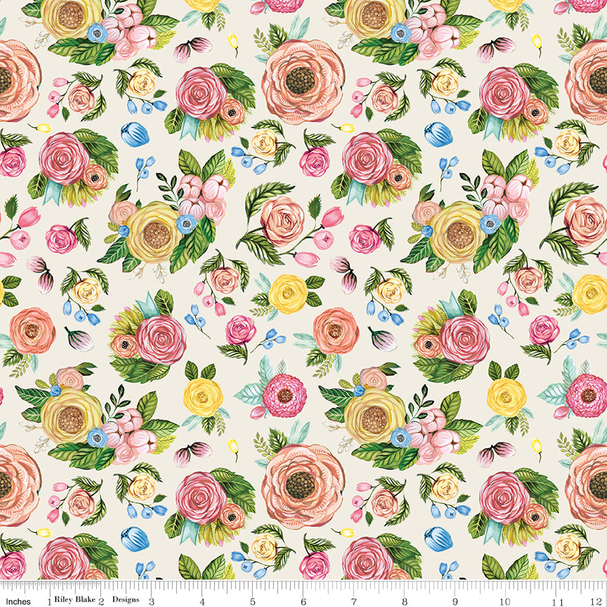 Sweet Spring | Floral Ivory by Hester & Cook for Riley Blake | CD15802-IVORY