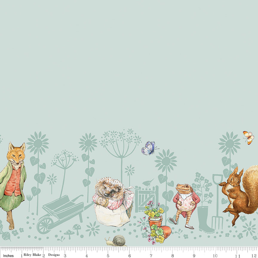 Peter Rabbit & Friends | Border Print Blue by Beatrix Potter for Riley Blake | CD15867-BLUE