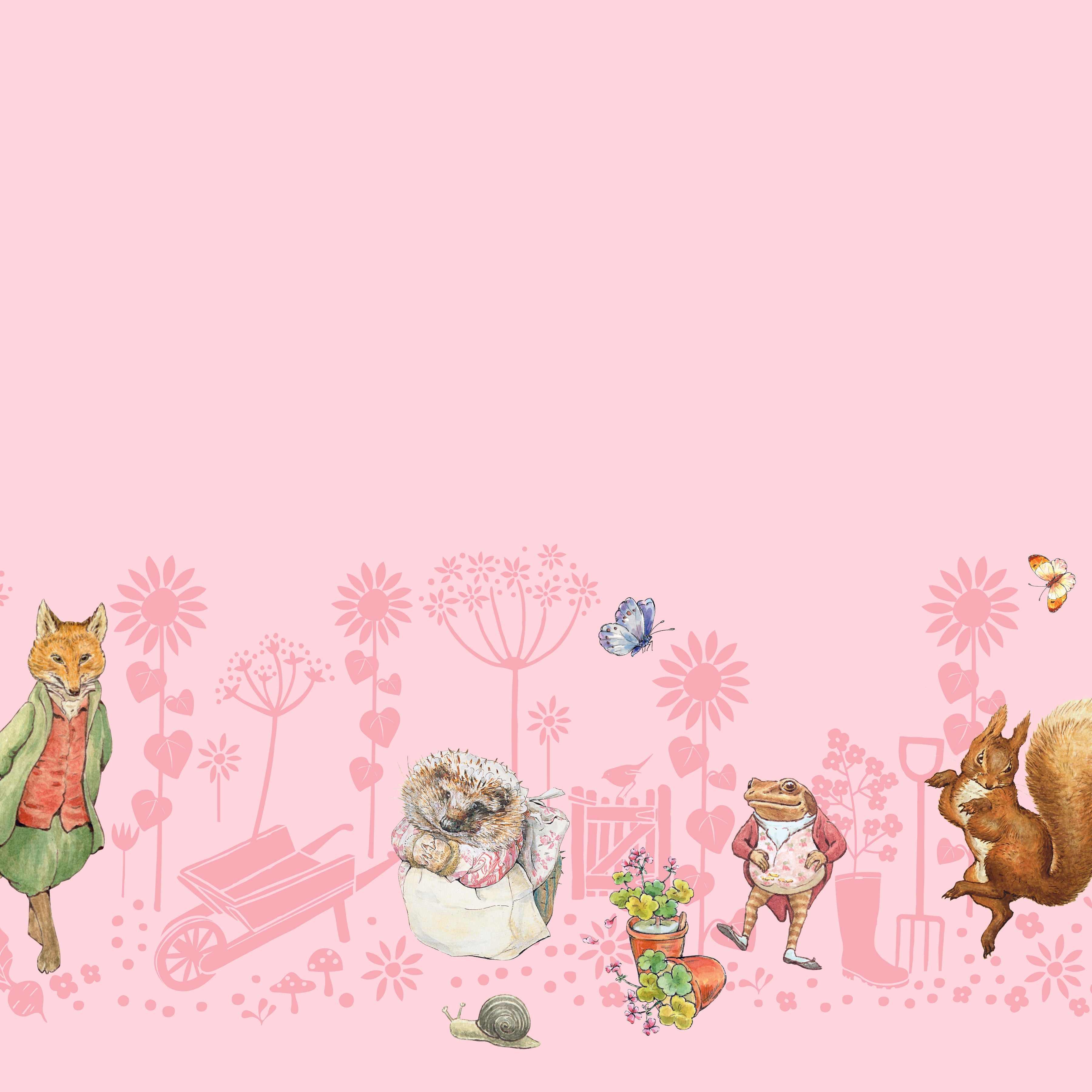 Peter Rabbit & Friends | Border Print Pink by Beatrix Potter for Riley Blake | CD15867-PINK