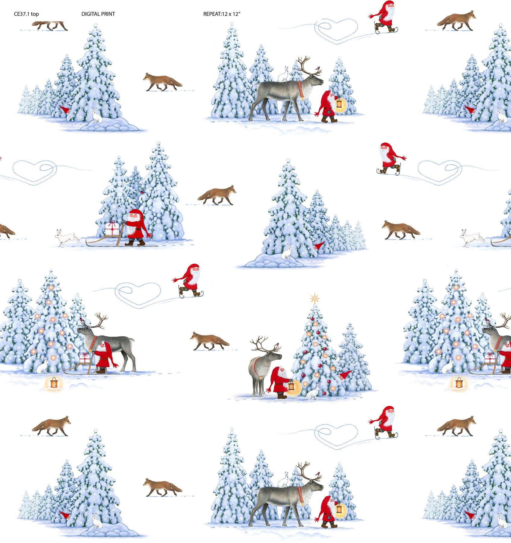 Tomtens Forest Friends | Foxes on White by Eva Melhuish for Lewis & Irene | CE37.1