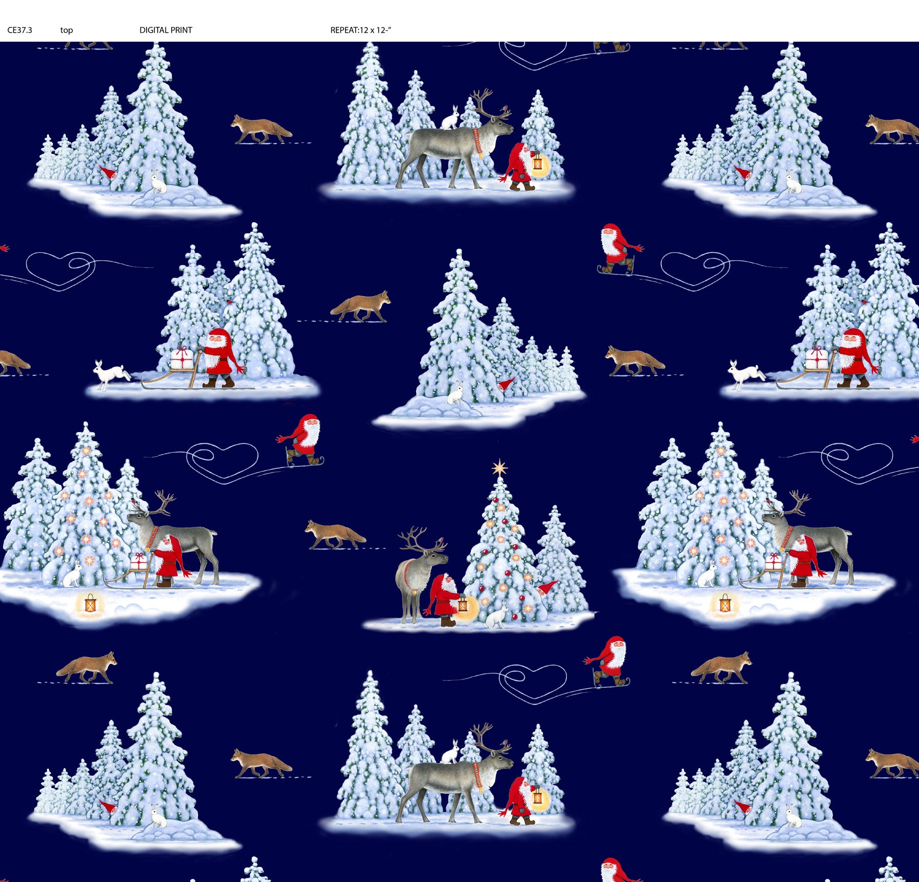 Tomtens Forest Friends | Foxes on Dark Navy by Eva Melhuish for Lewis & Irene | CE37.3