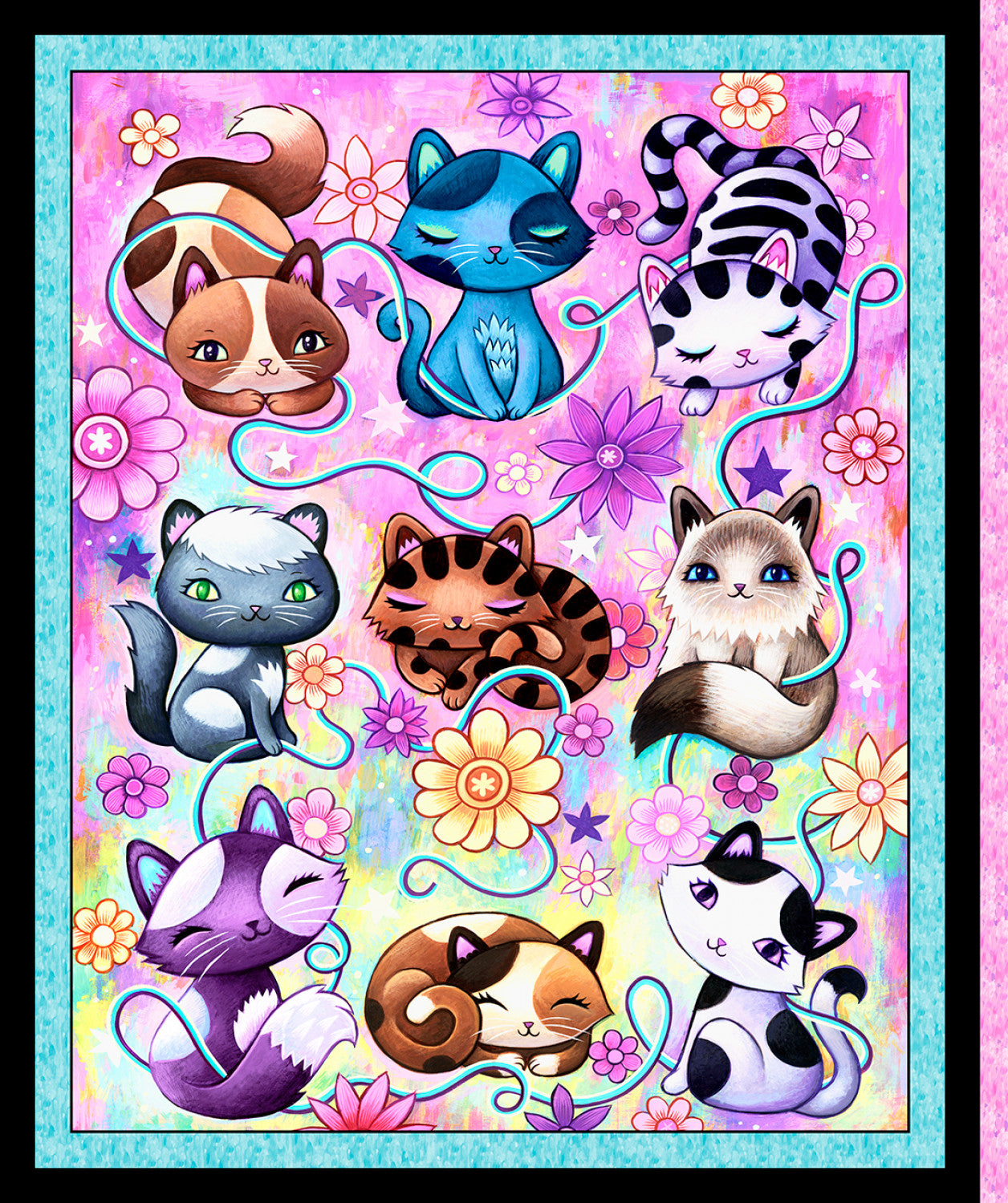 Crazy Kitties | 36" Panel by Jeremiah Ketner for P&B Textiles | CKIT05606-PA