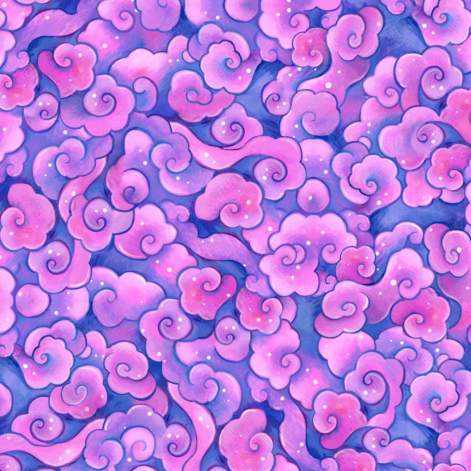 Crazy Kitties | Swirling Clouds - Pink by Jeremiah Ketner for P&B Textiles | CKIT05611-C