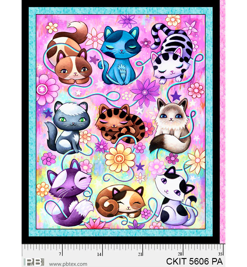 Crazy Kitties | 36" Panel by Jeremiah Ketner for P&B Textiles | CKIT05606-PA