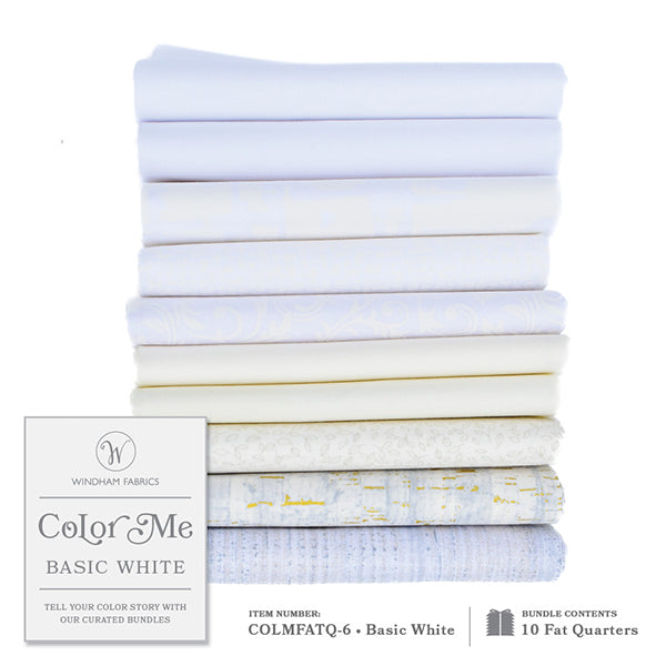 Color Me - Basic White Fat Quarter Bundle by Windham (10pcs)