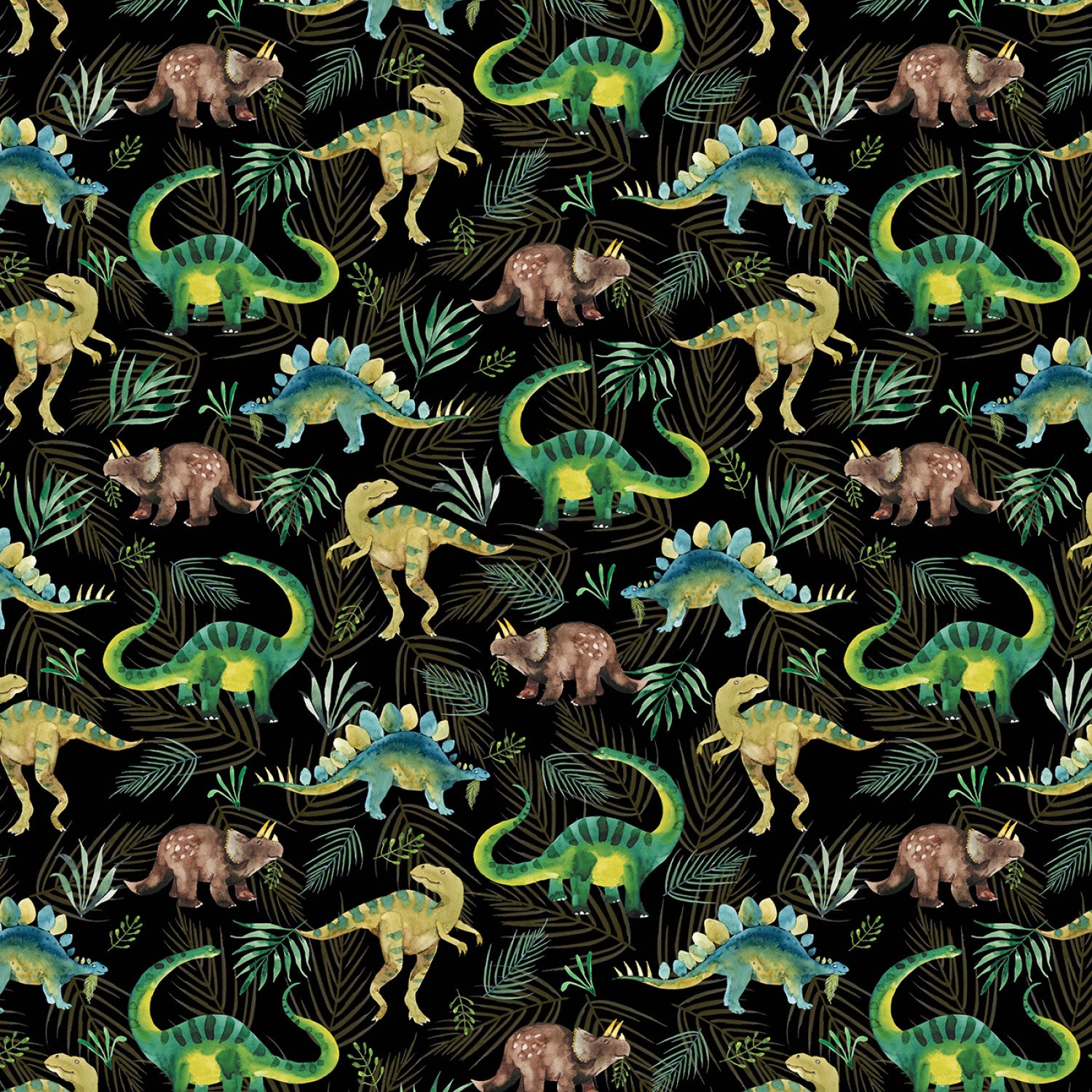 Wild One | Roaming Dino Black by Michael Miller Fabrics | DCX11856-BLAC