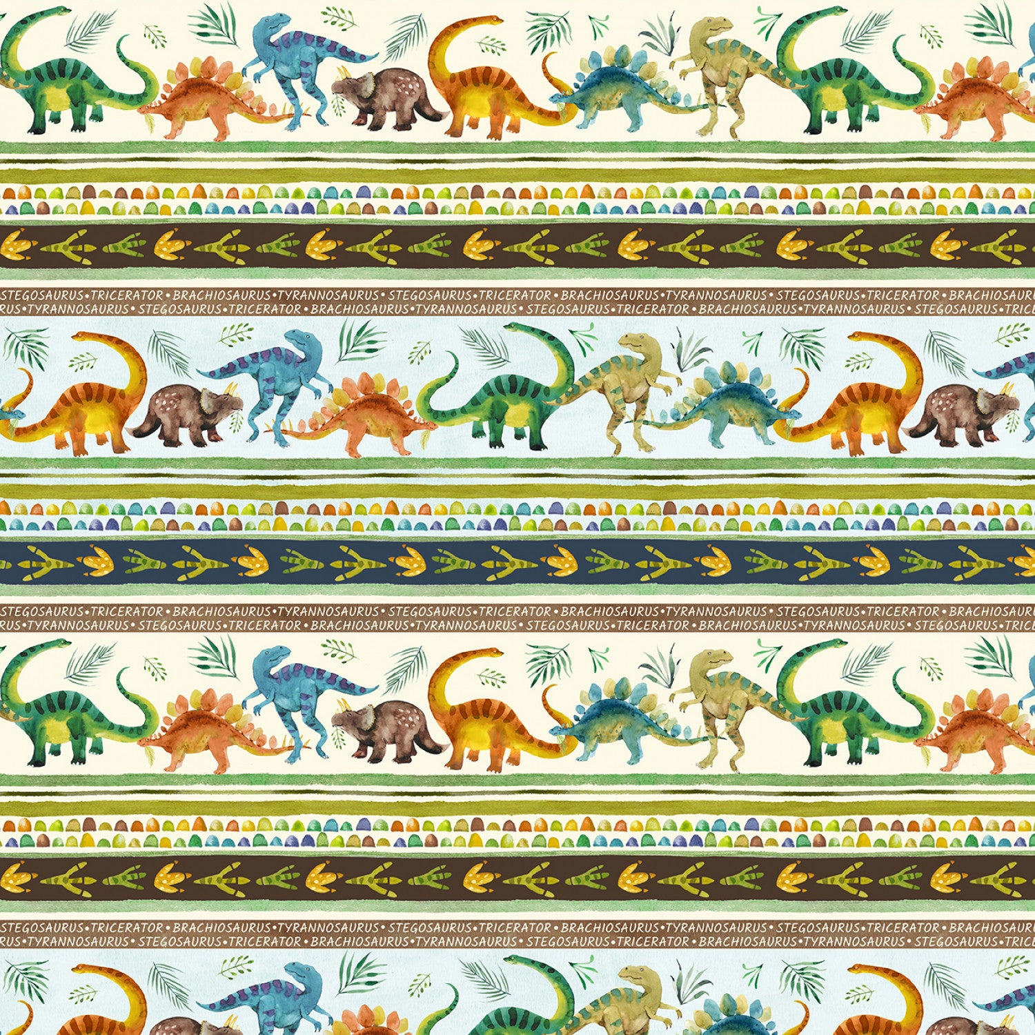 Wild One | Dino Kingdom Stripe Multi by Michael Miller Fabrics | DCX11862-MULT