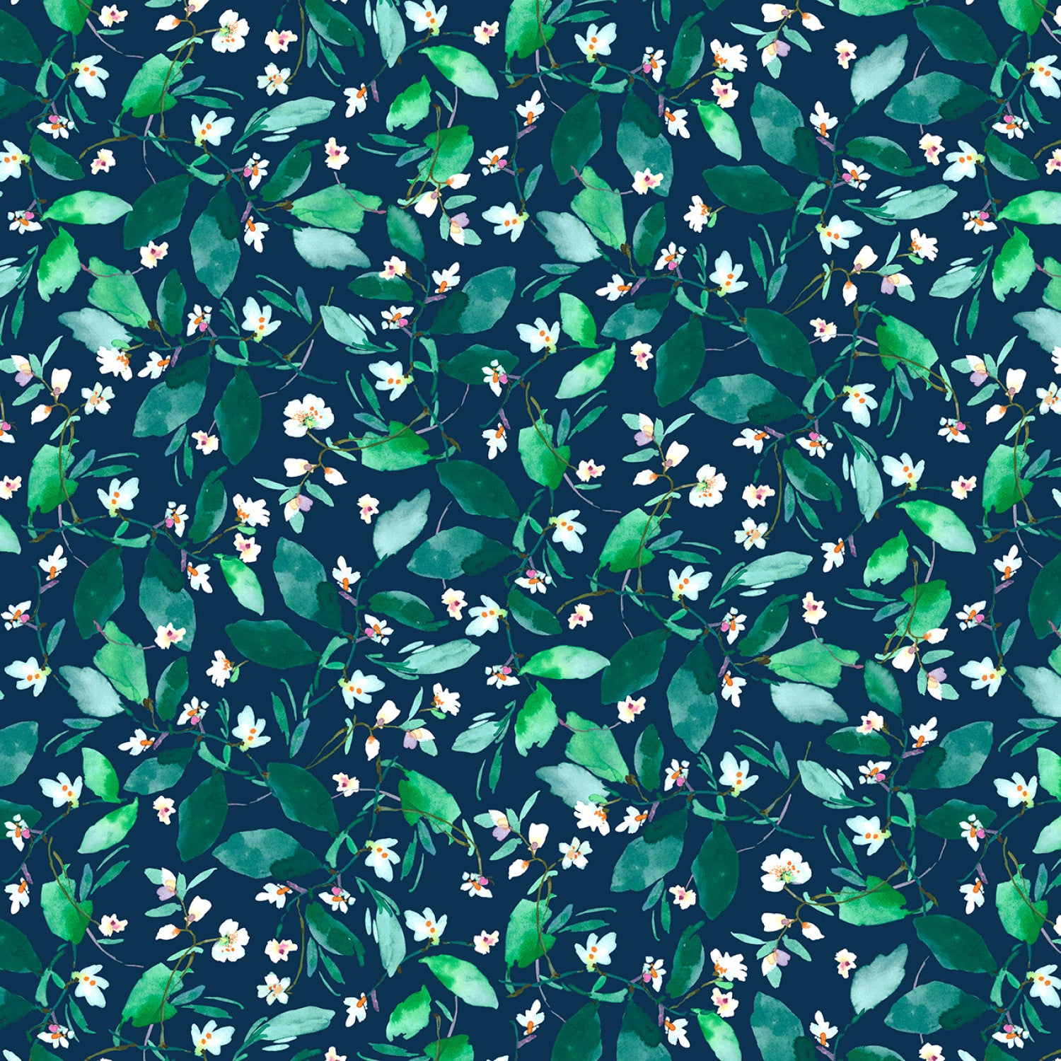 Flower Lake | Midnite Winding Flower by Lake - Michael Miller Fabrics | DCX11895-MIDN