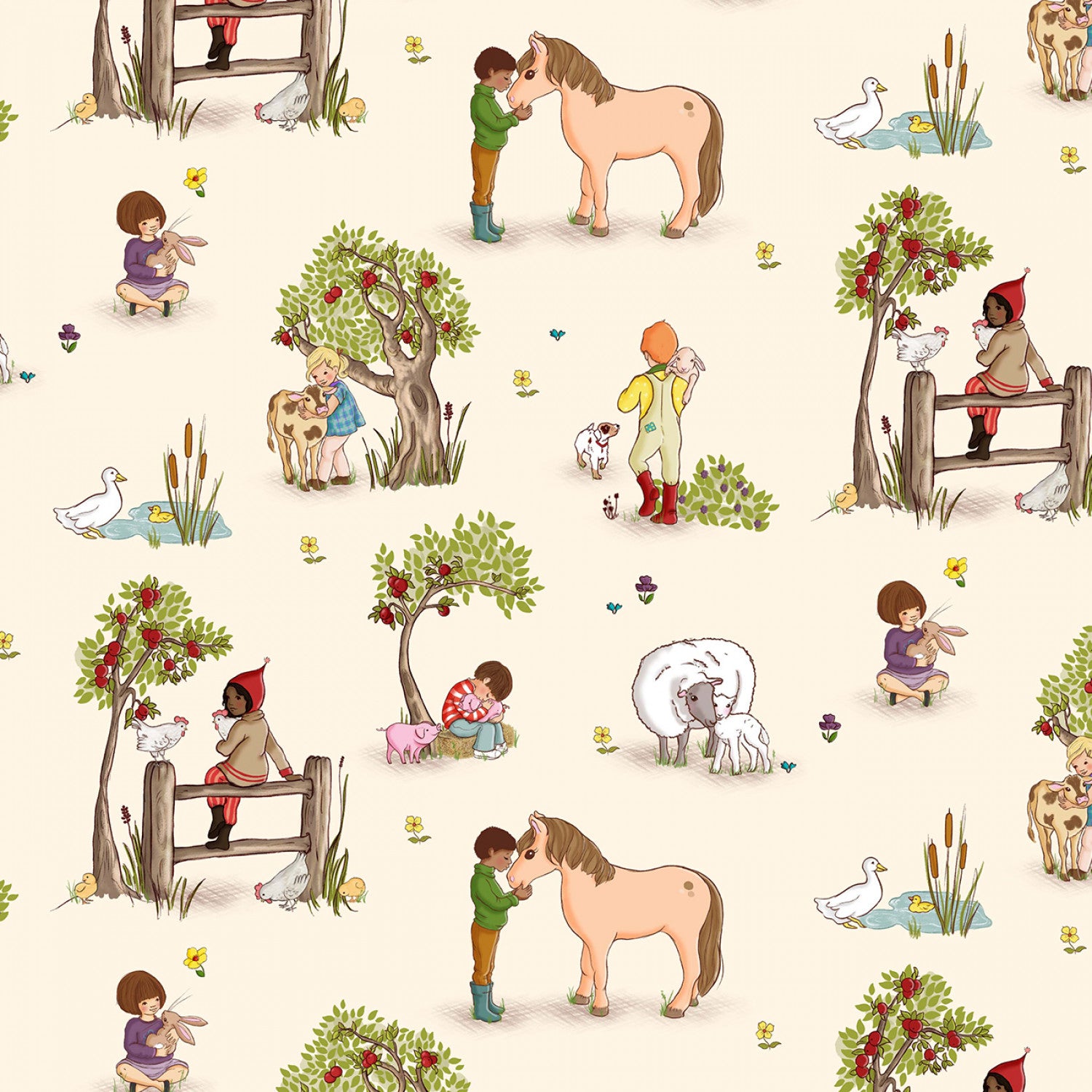 Farm Days | Farm Hugs - Cream by Belle & Boo for Michael Miller | DDC11873-CREM