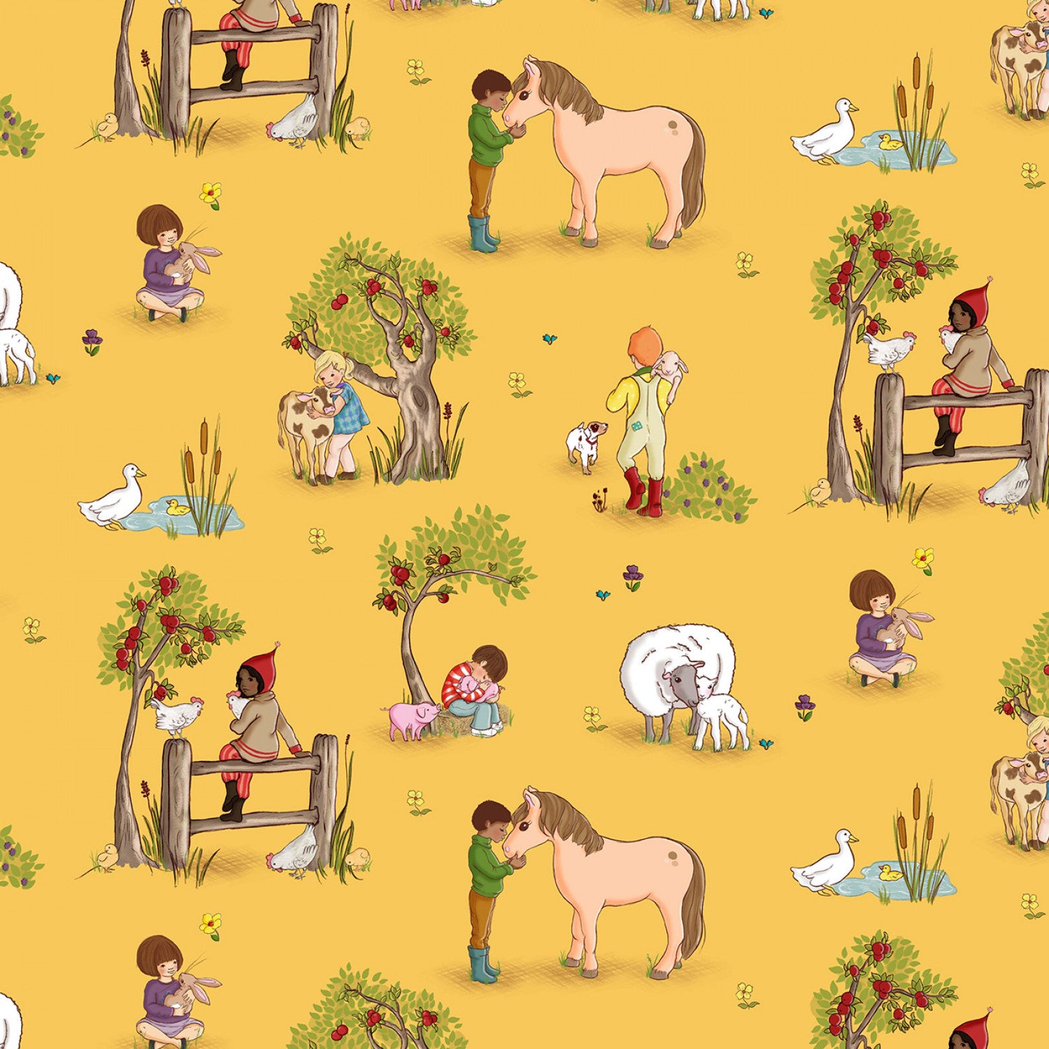 Farm Days | Farm Hugs - Yellow by Belle & Boo for Michael Miller | DDC11873-YELL