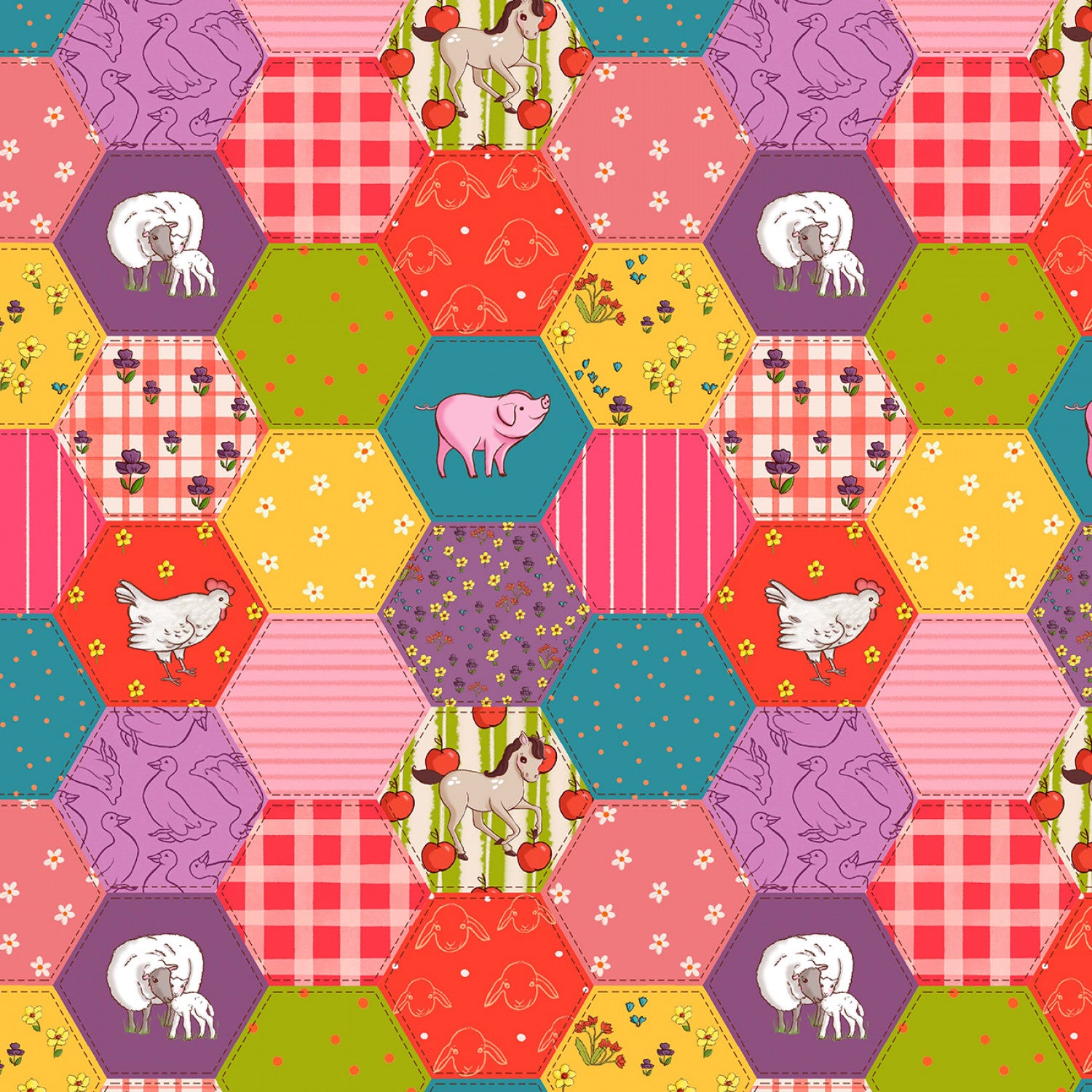 Farm Days | Farm Patchwork - Multi by Belle & Boo for Michael Miller | DDC11874-MULT