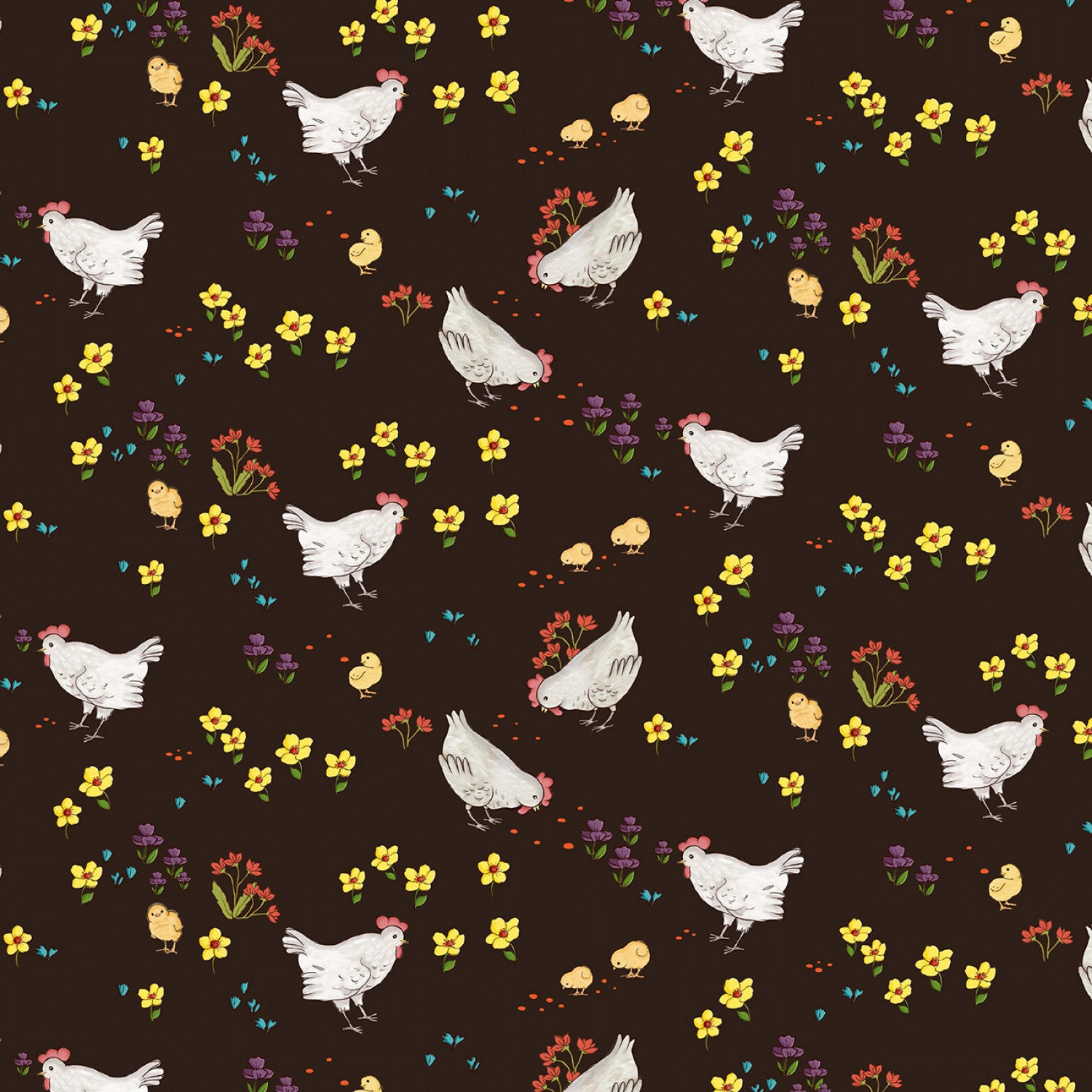 Farm Days | Chicken Farm - Chocolate by Belle & Boo for Michael Miller | DDC11878-CHOC